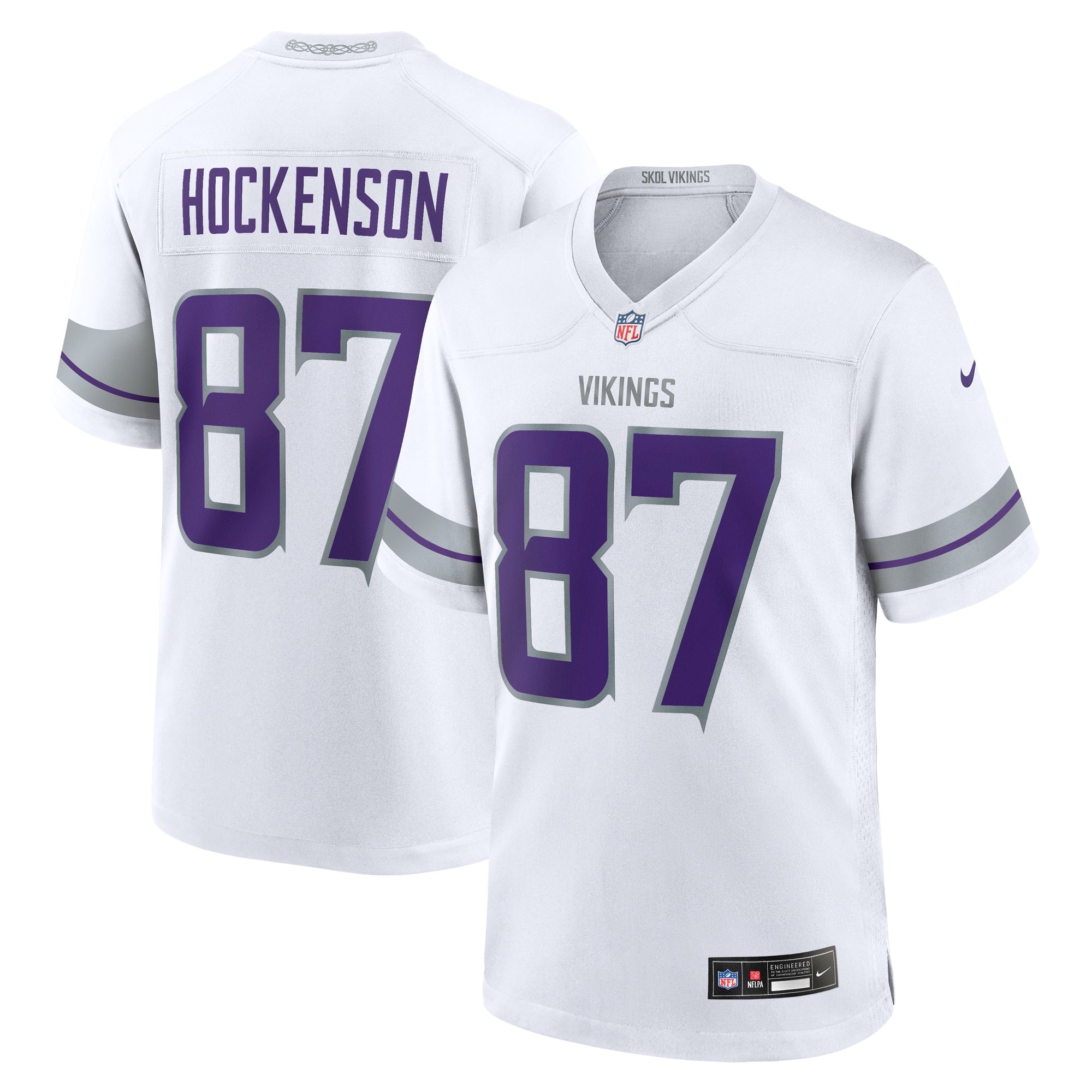 Men's Minnesota Vikings T.J. Hockenson White Alternate Game Player Jersey JS7070 Saliibo