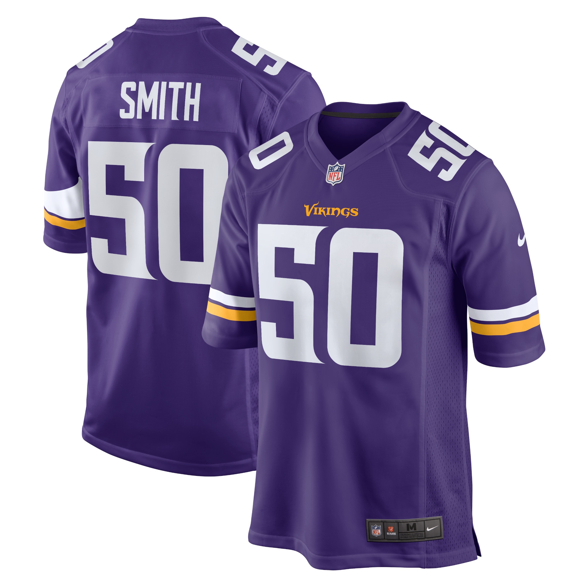 Men's Minnesota Vikings TJ Smith Purple Home Game Player Jersey JS8869 Saliibo