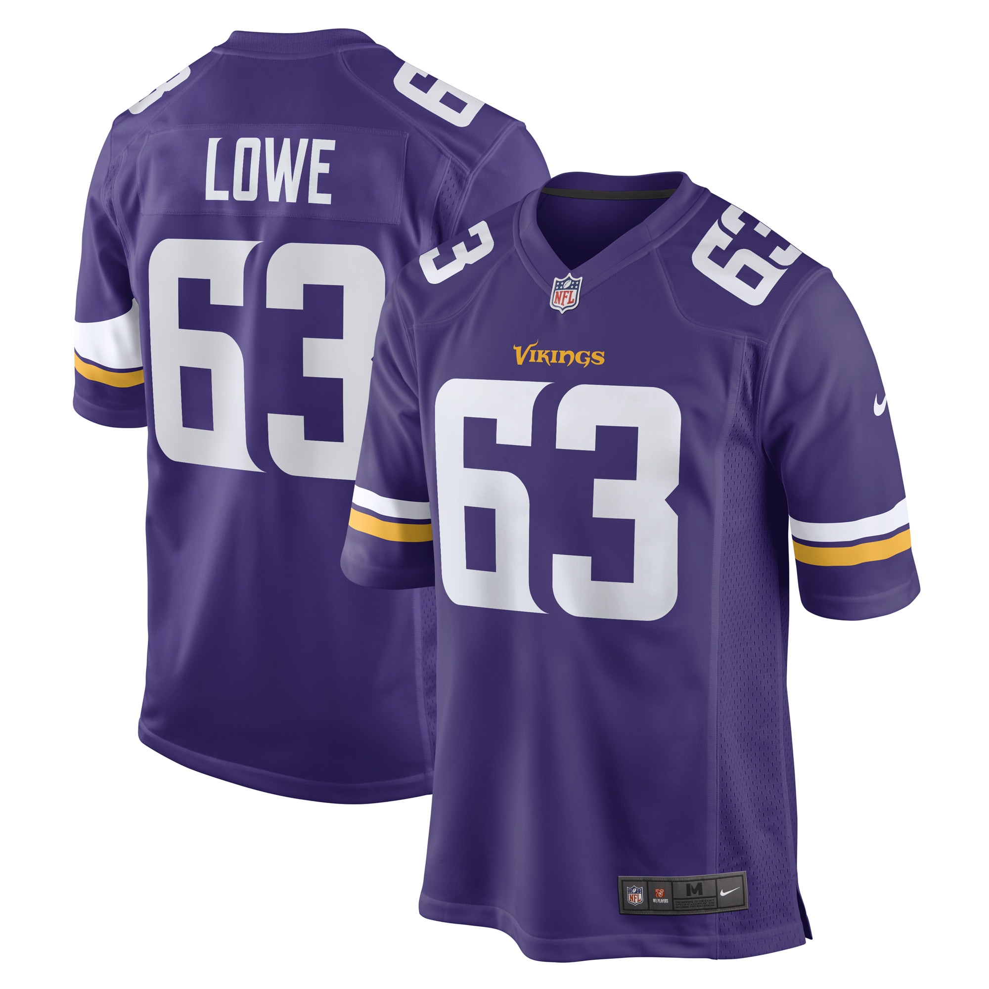 Men's Minnesota Vikings Vederian Lowe Purple Game Player Jersey JS4213 Saliibo