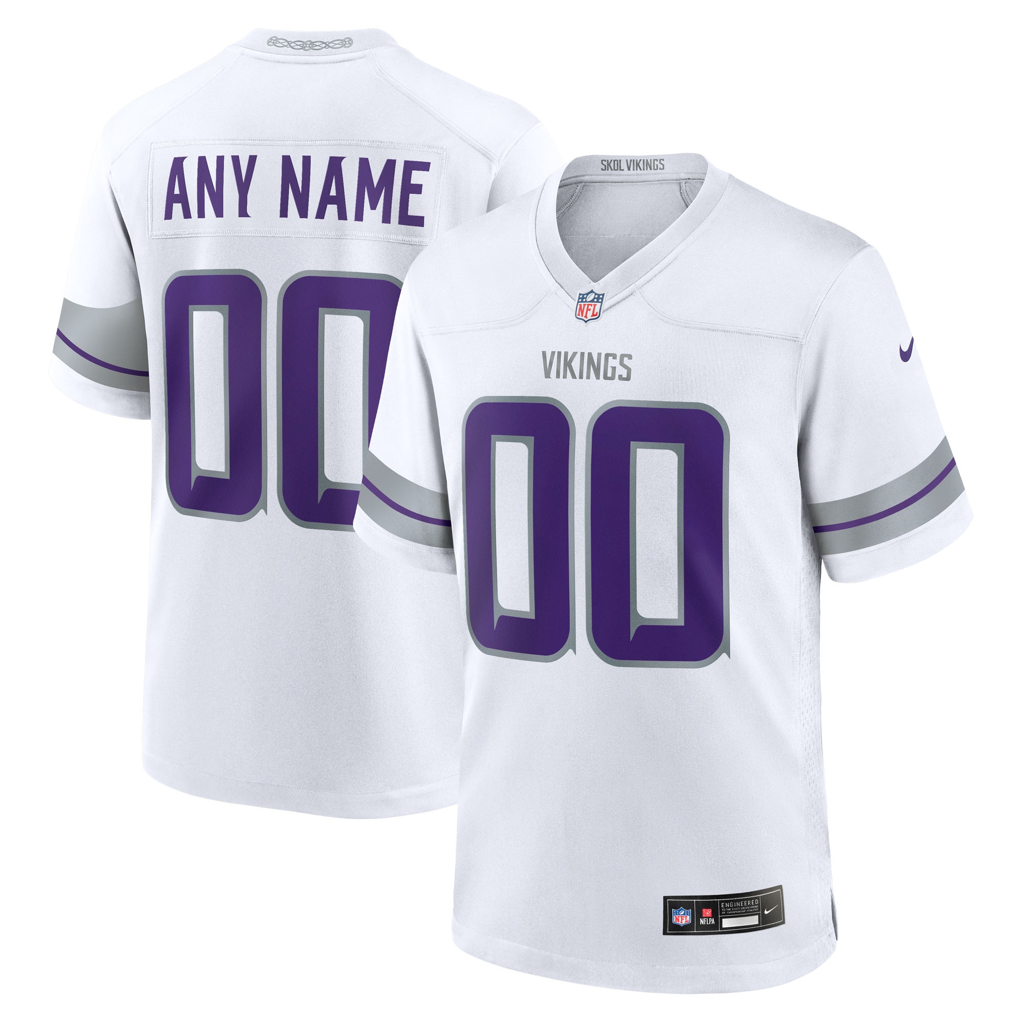 Men's Minnesota Vikings White Alternate Custom Game Jersey JS5930 Saliibo