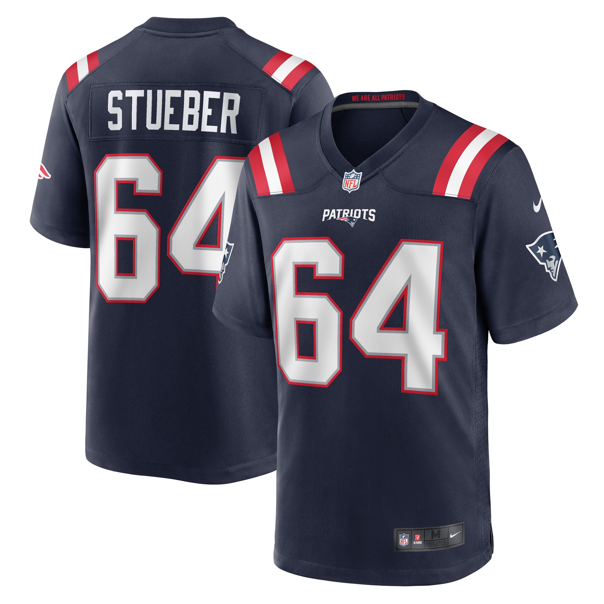 Men's New England Patriots Andrew Stueber Navy Game Player Jersey JS9904 Saliibo