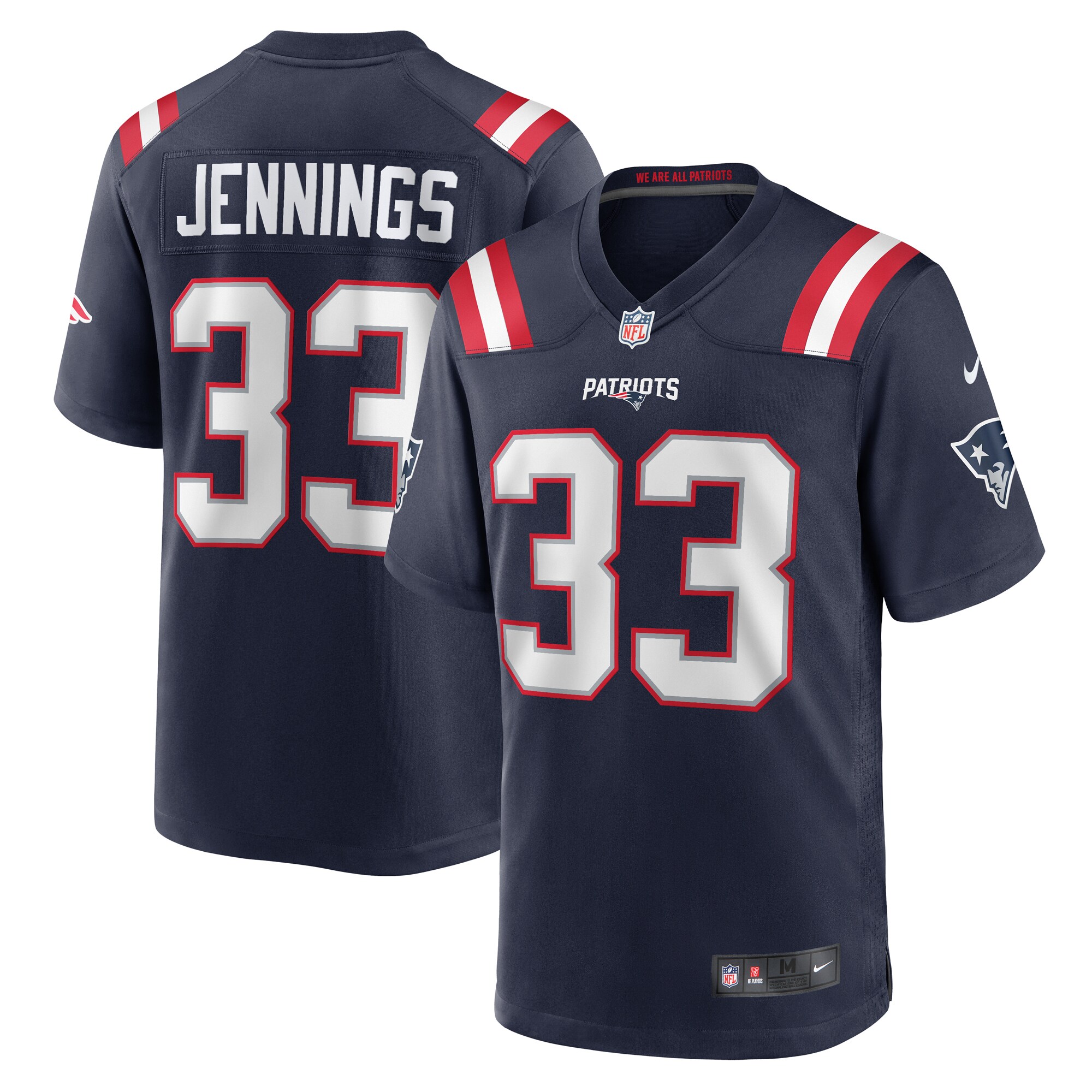 Men's New England Patriots Anfernee Jennings Navy Team Game Jersey JS9430 Saliibo