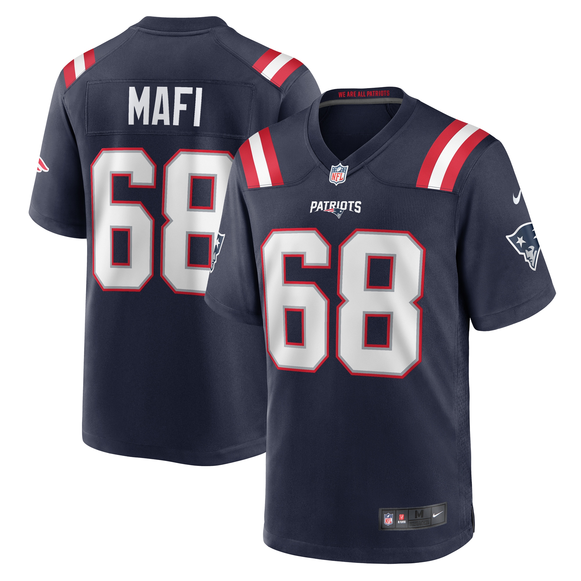 Men's New England Patriots Atonio Mafi Navy Team Game Jersey JS3569 Saliibo