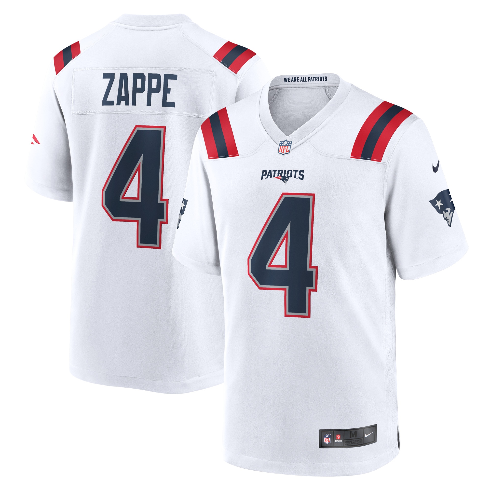 Men's New England Patriots Bailey Zappe White Game Player Jersey JS5037 Saliibo
