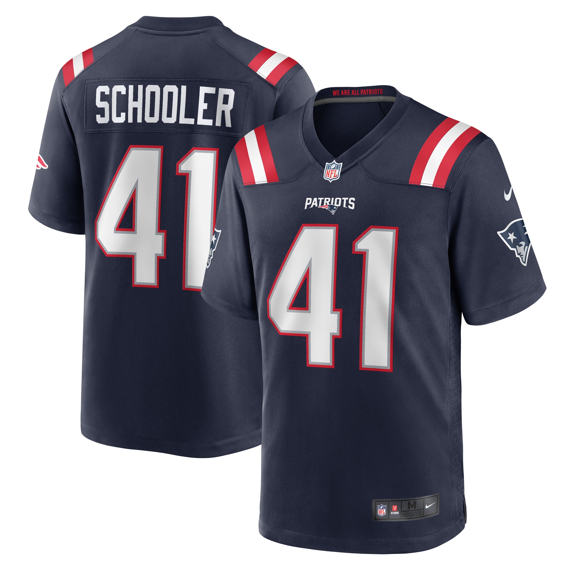 Men's New England Patriots Brenden Schooler Navy Game Player Jersey JS7244 Saliibo
