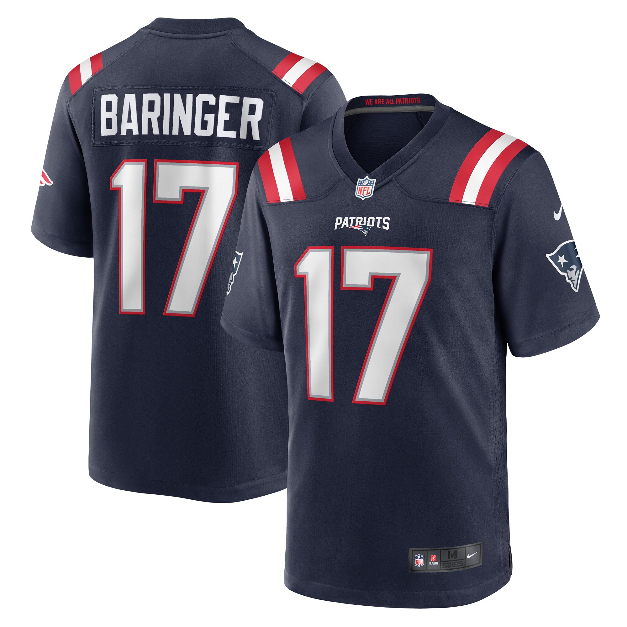 Men's New England Patriots Bryce Baringer Navy Team Game Jersey JS7939 Saliibo