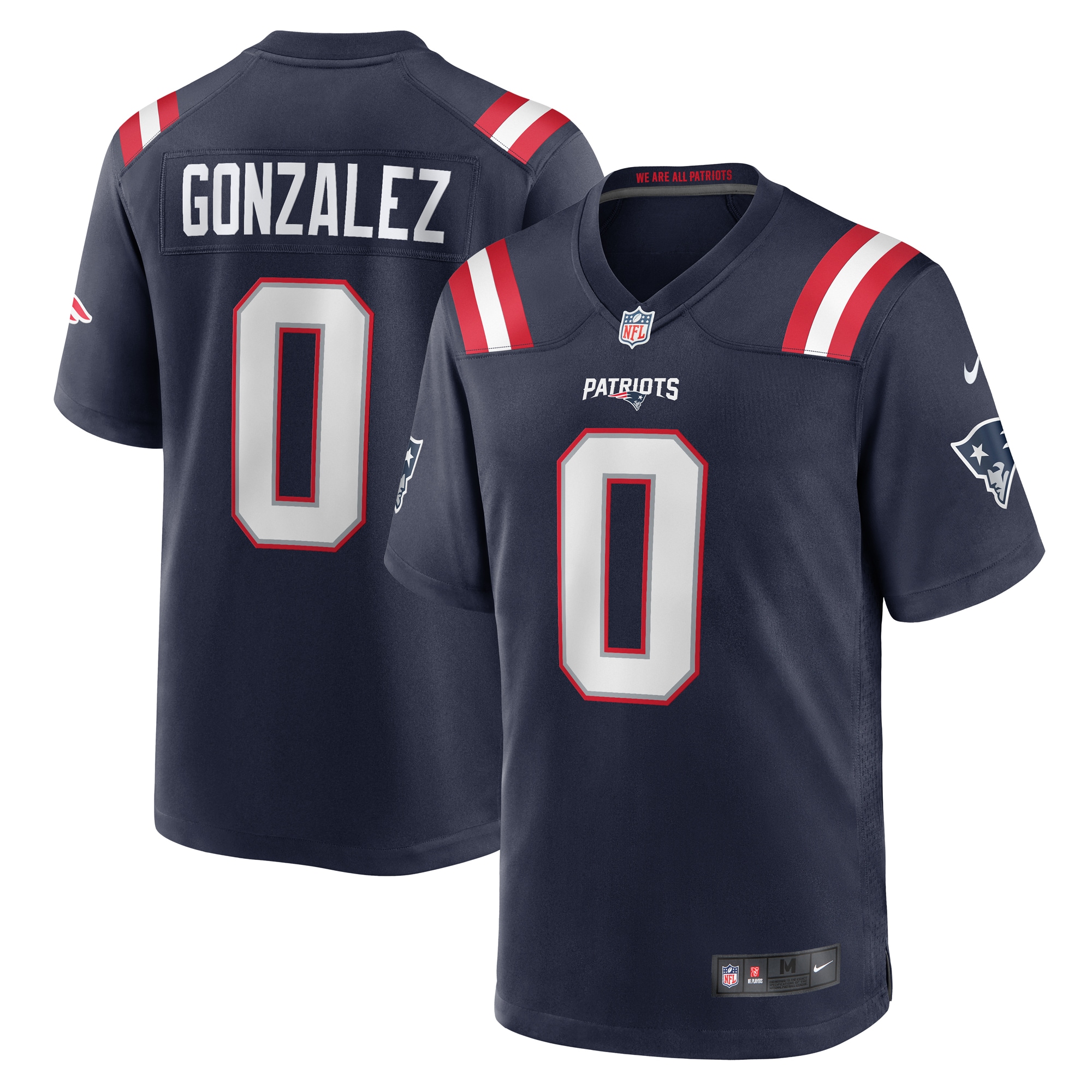 Men's New England Patriots Christian Gonzalez Navy Team Game Jersey JS9264 Saliibo