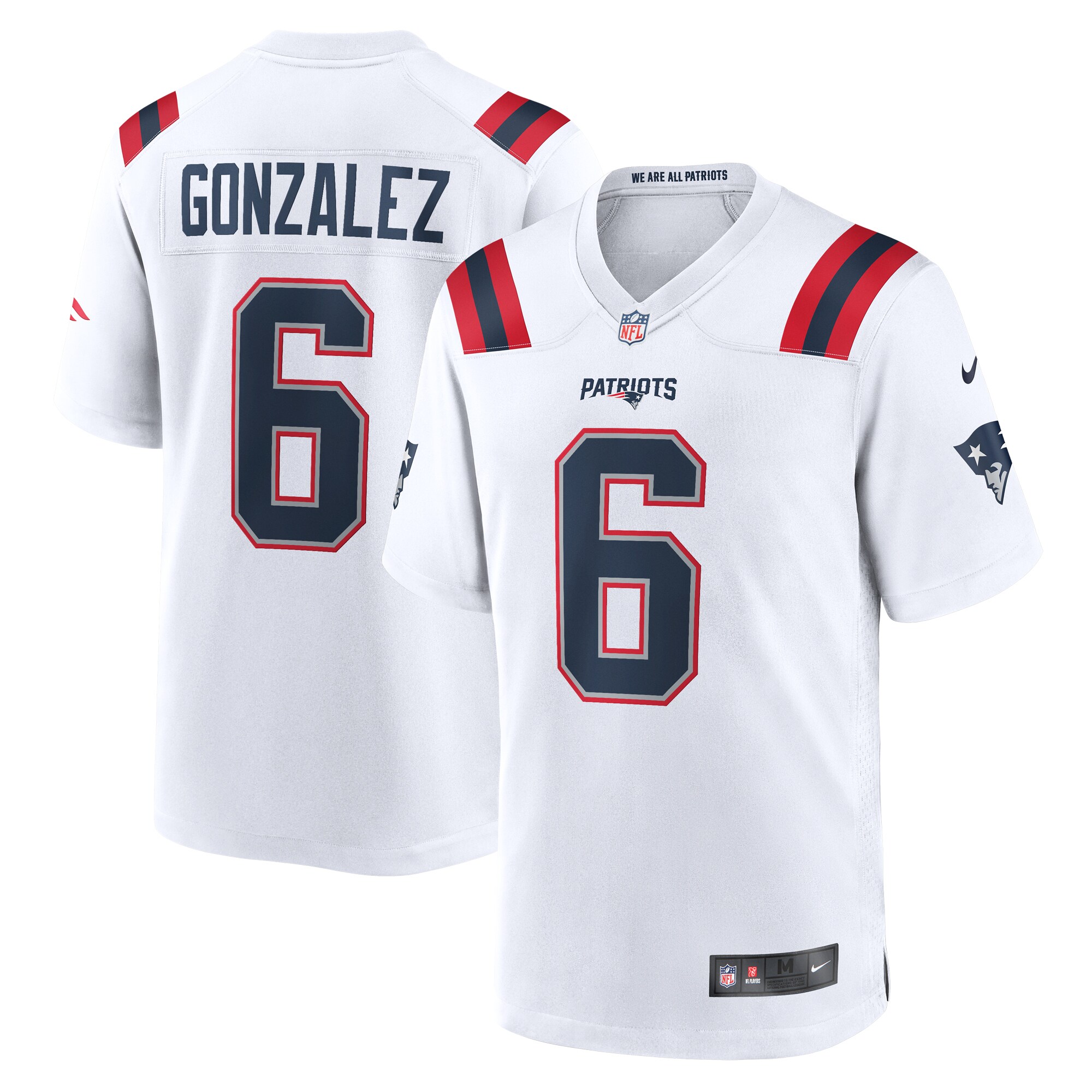 Men's New England Patriots Christian Gonzalez White Game Jersey JS9065 Saliibo