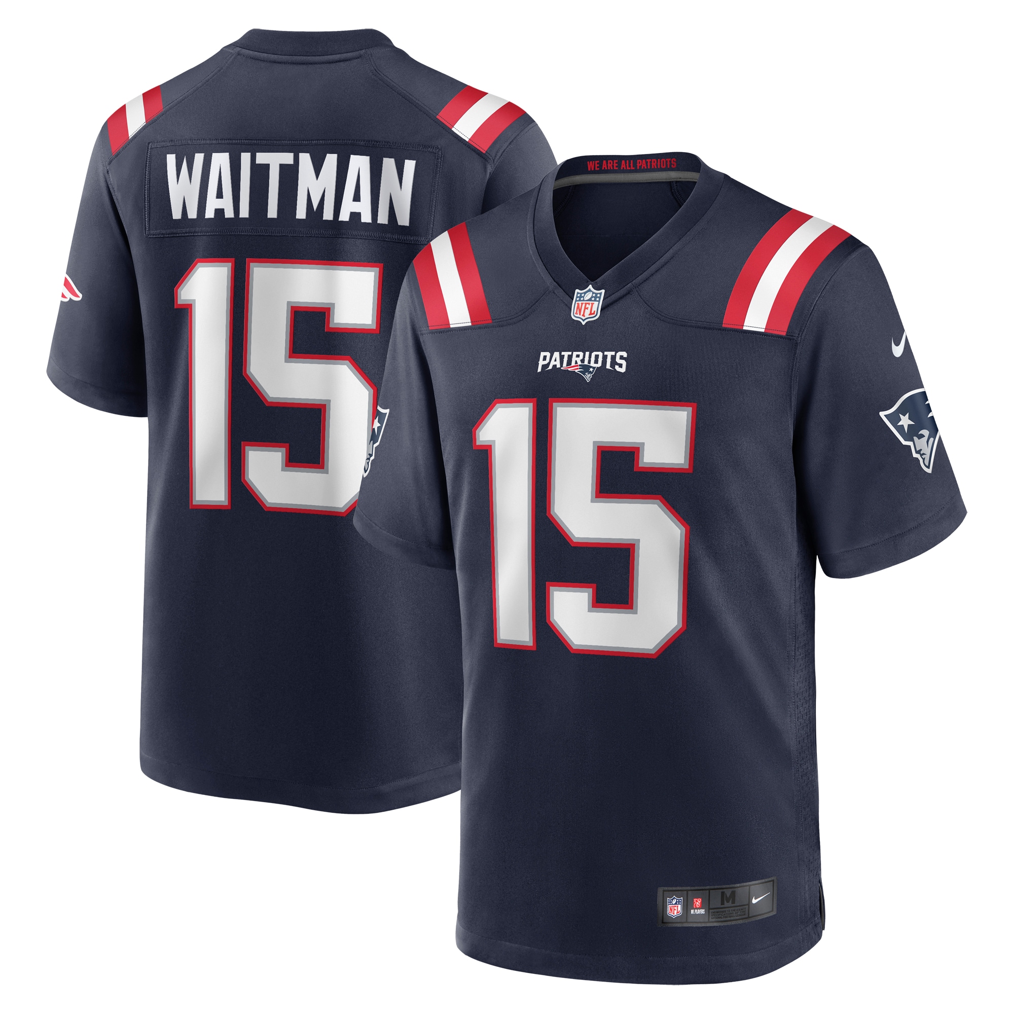 Men's New England Patriots Corliss Waitman Navy Game Jersey JS9420 Saliibo
