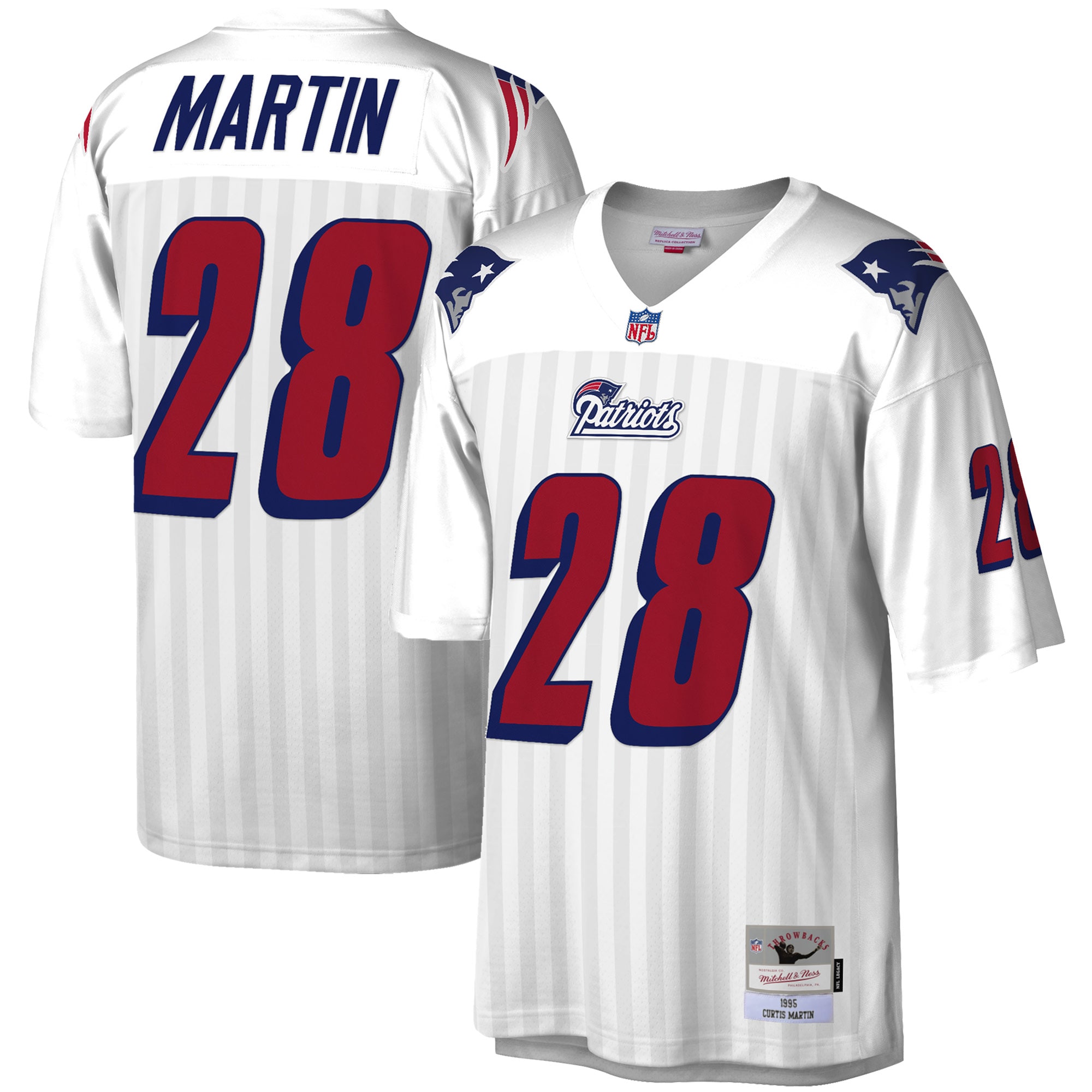 Men's New England Patriots Curtis Martin Mitchell & Ness White Legacy Jersey JS3188 Saliibo