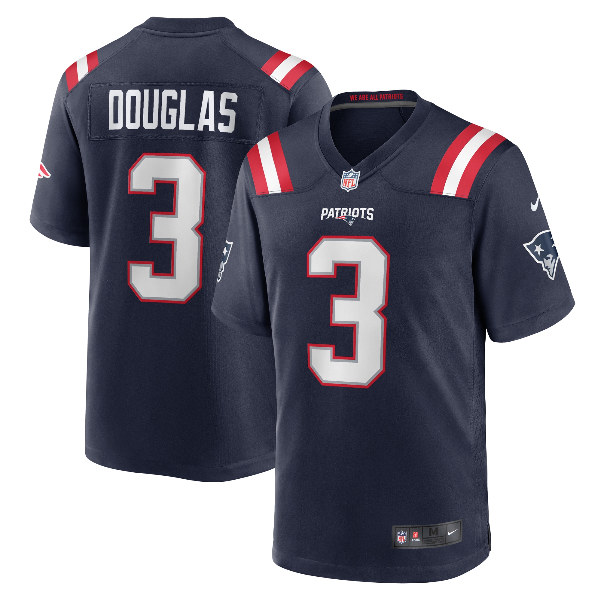 Men's New England Patriots Demario Douglas Navy Game Jersey JS5782 Saliibo