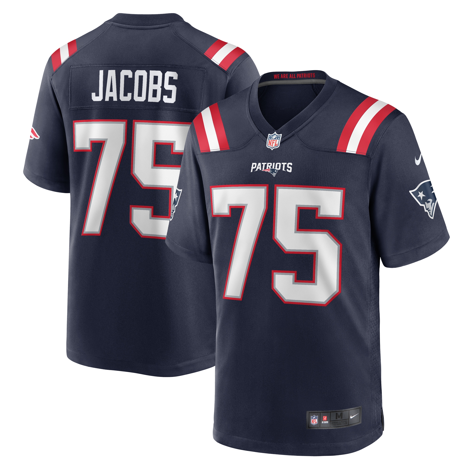 Men's New England Patriots Demontrey Jacobs Navy Game Jersey JS3170 Saliibo