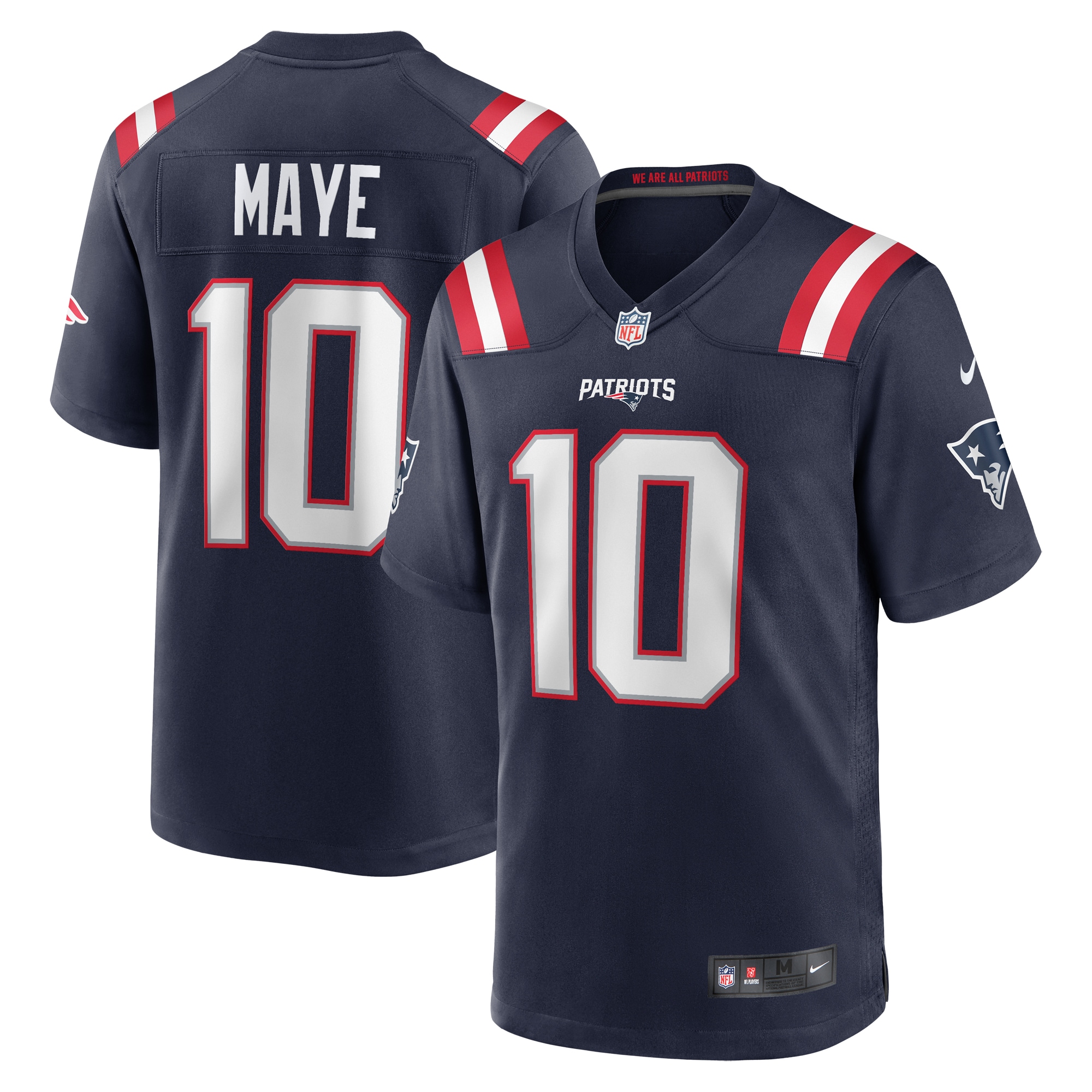 Men's New England Patriots Drake Maye Navy Player Game Jersey JS7772 Saliibo