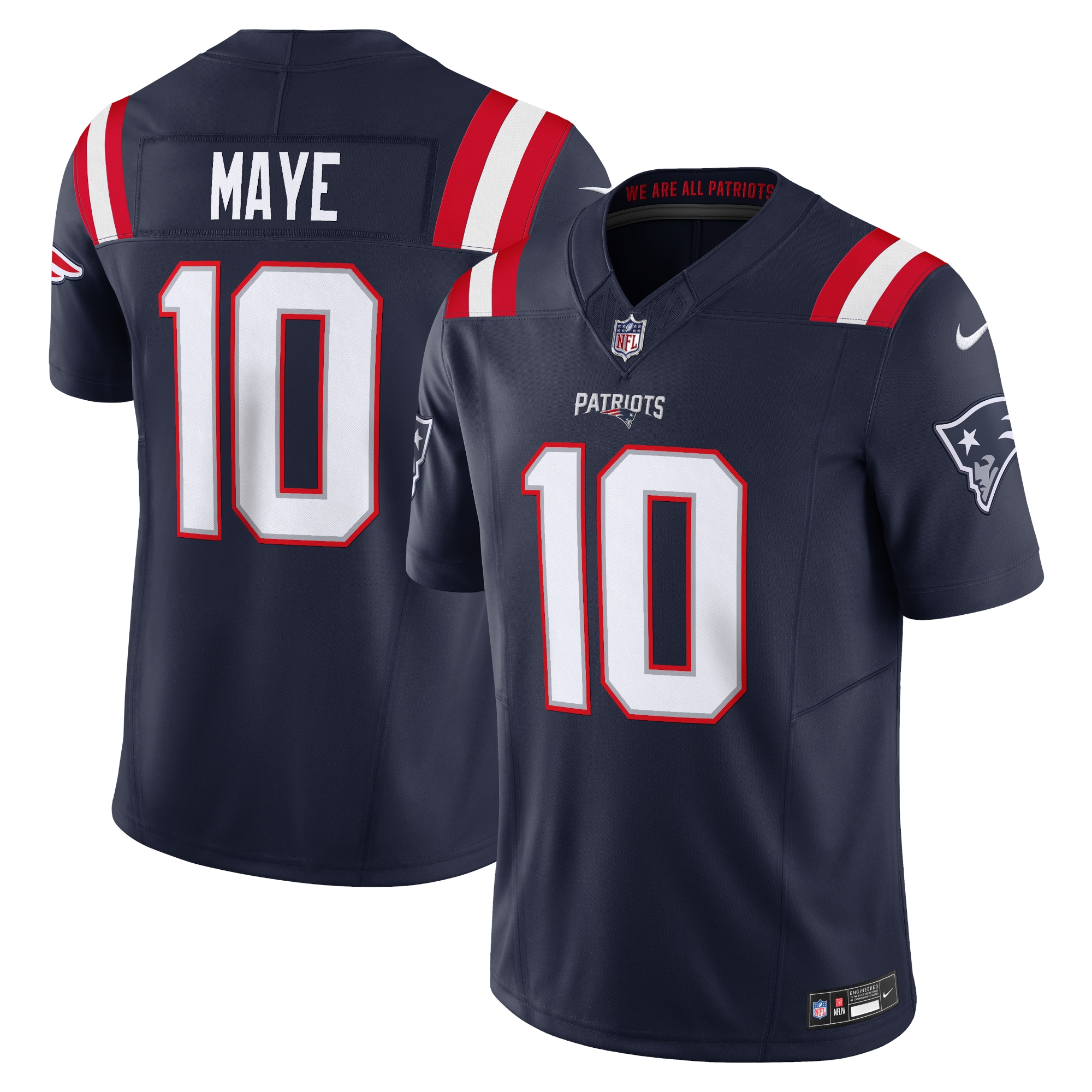 Men's New England Patriots Drake Maye Navy Vapor F.U.S.E. Limited Jersey JS7981 Saliibo