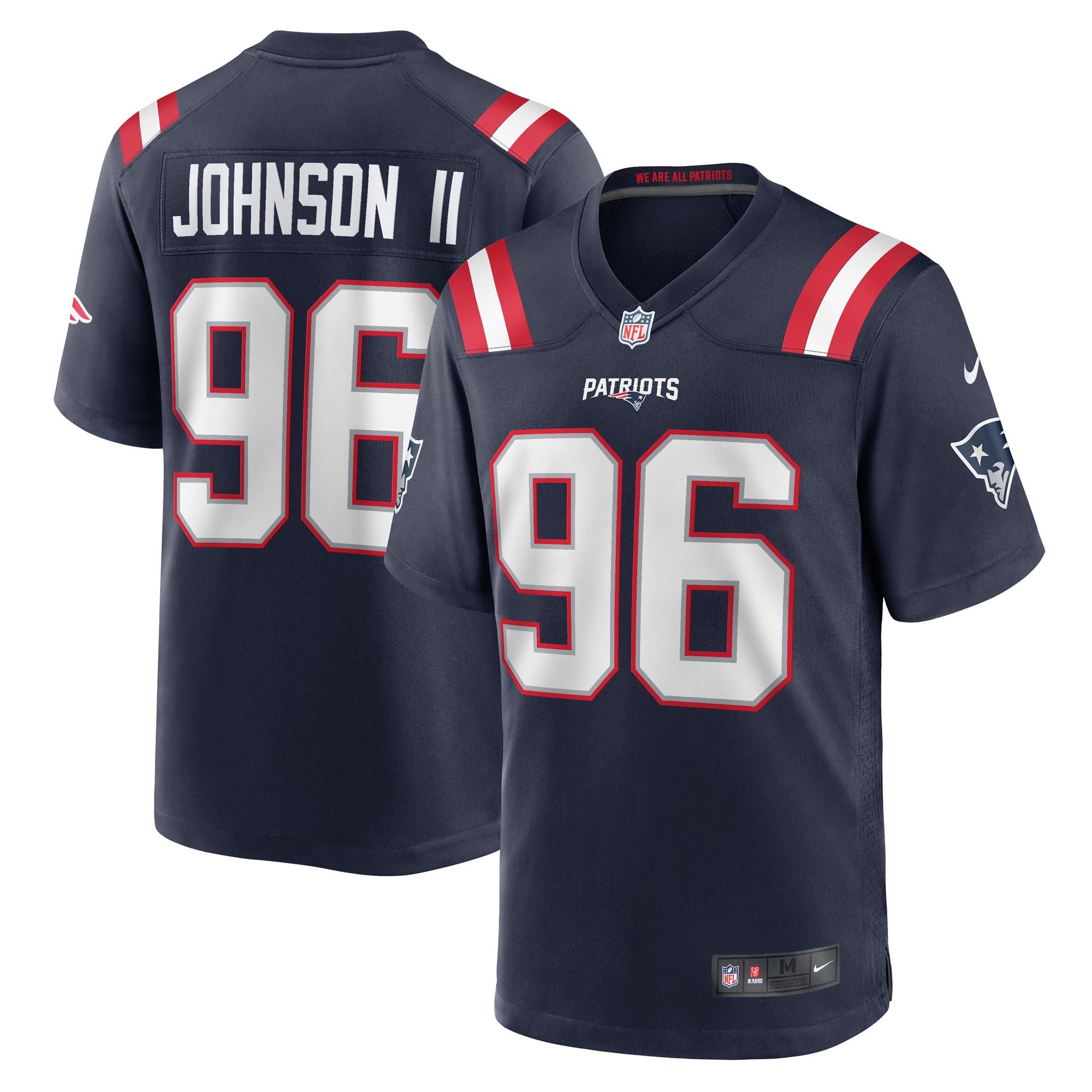 Men's New England Patriots Eric Johnson II Navy Game Jersey JS6433 Saliibo