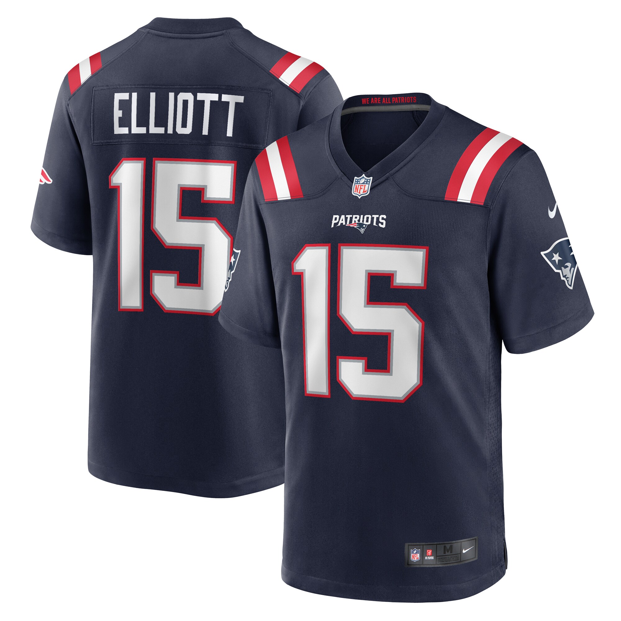 Men's New England Patriots Ezekiel Elliott Navy Game Player Jersey JS4226 Saliibo