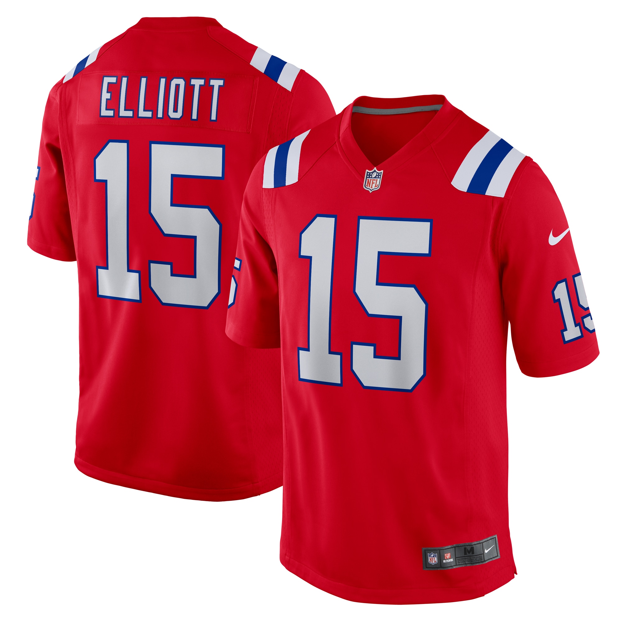 Men's New England Patriots Ezekiel Elliott Red Alternate Game Player Jersey JS6861 Saliibo