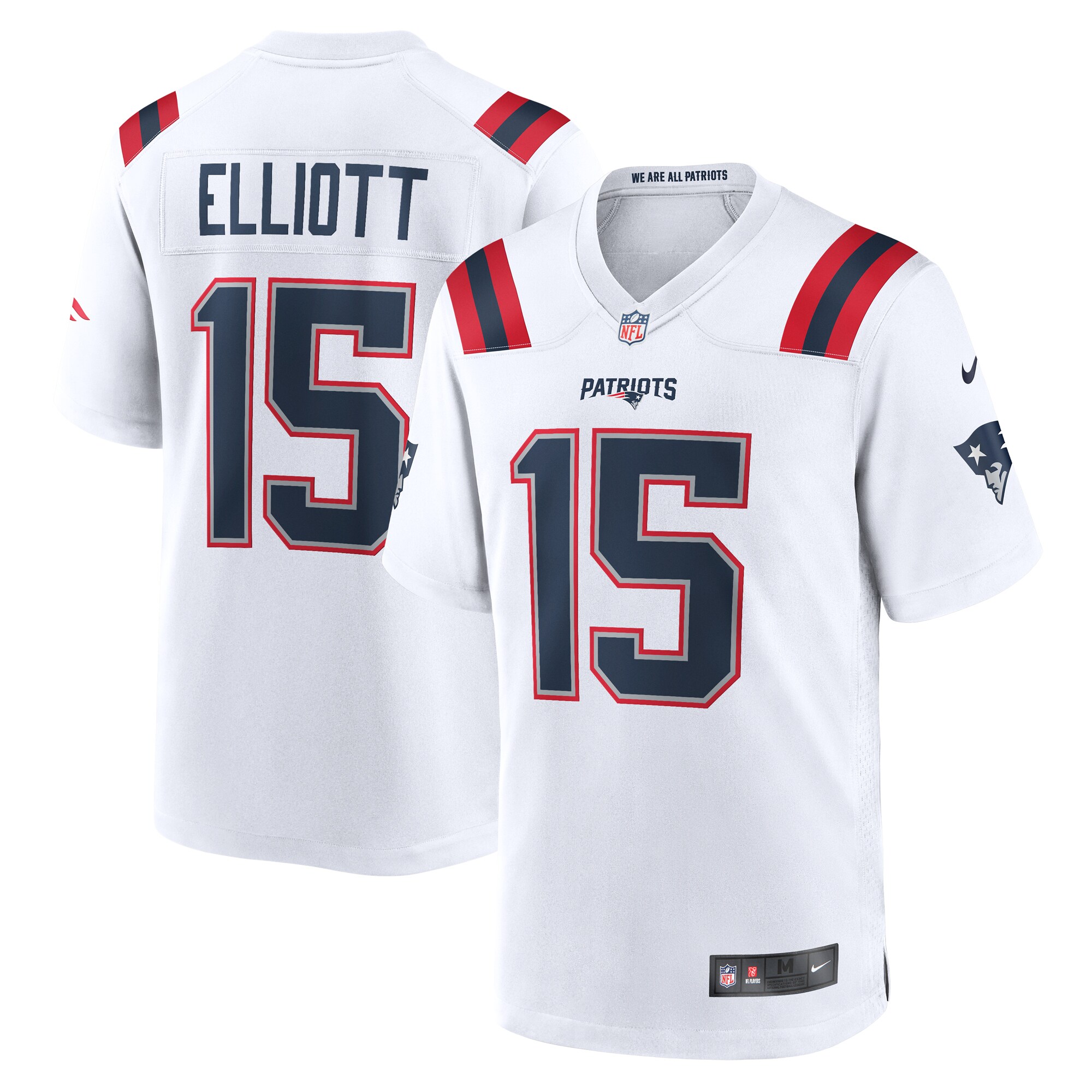 Men's New England Patriots Ezekiel Elliott White Game Player Jersey JS4478 Saliibo