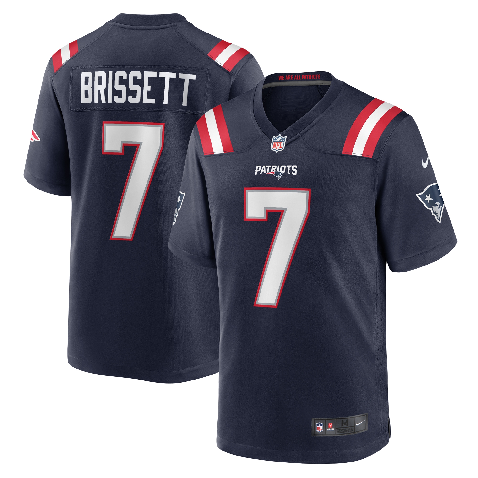 Men's New England Patriots Jacoby Brissett Navy Game Jersey JS9443 Saliibo