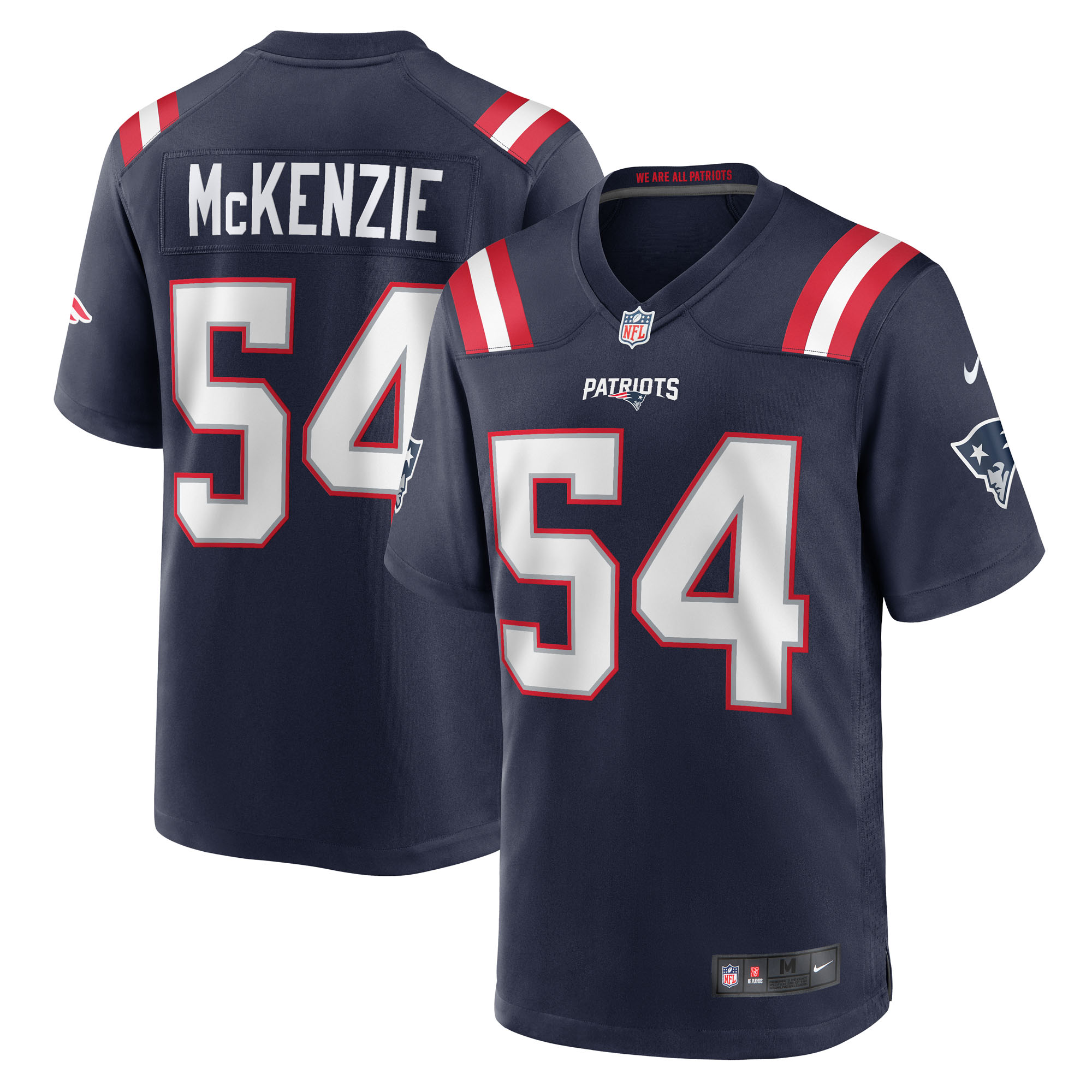 Men's New England Patriots Jalen McKenzie Navy Team Game Jersey JS1650 Saliibo