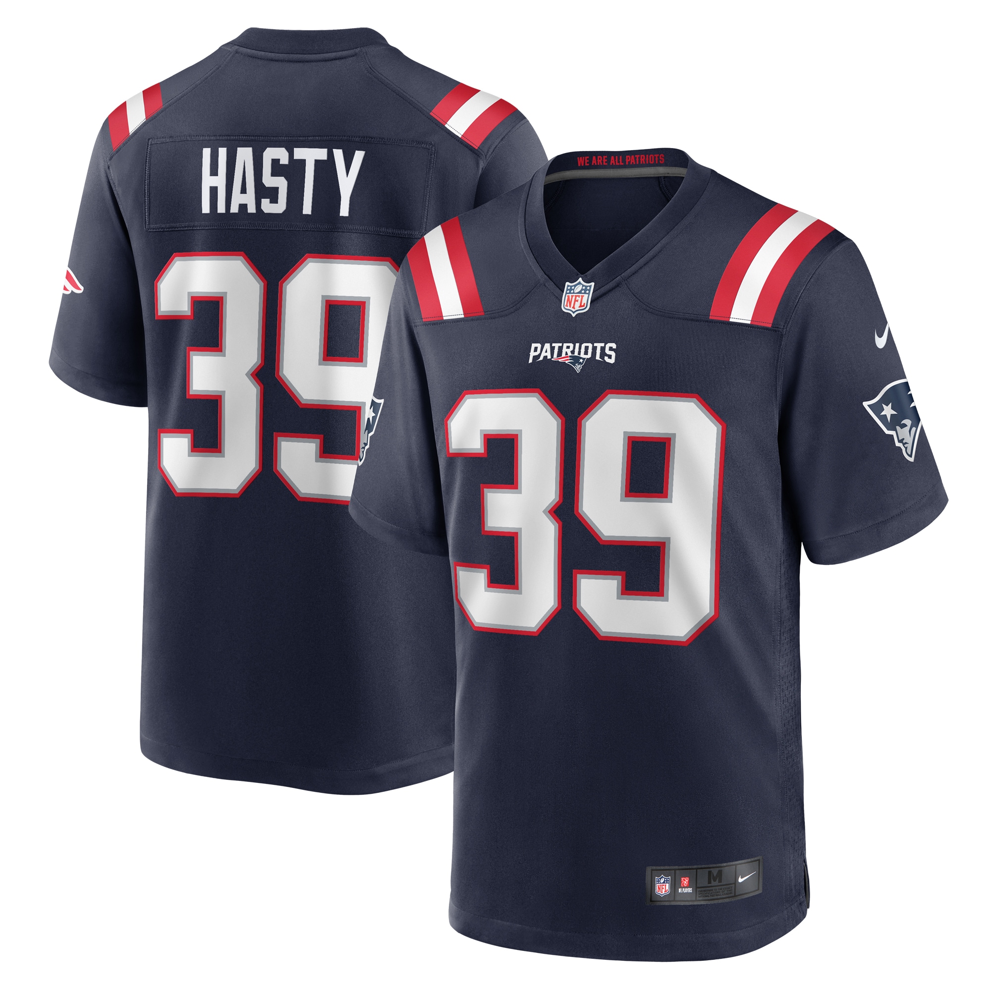 Men's New England Patriots Jamycal Hasty Navy Team Game Jersey JS6309 Saliibo