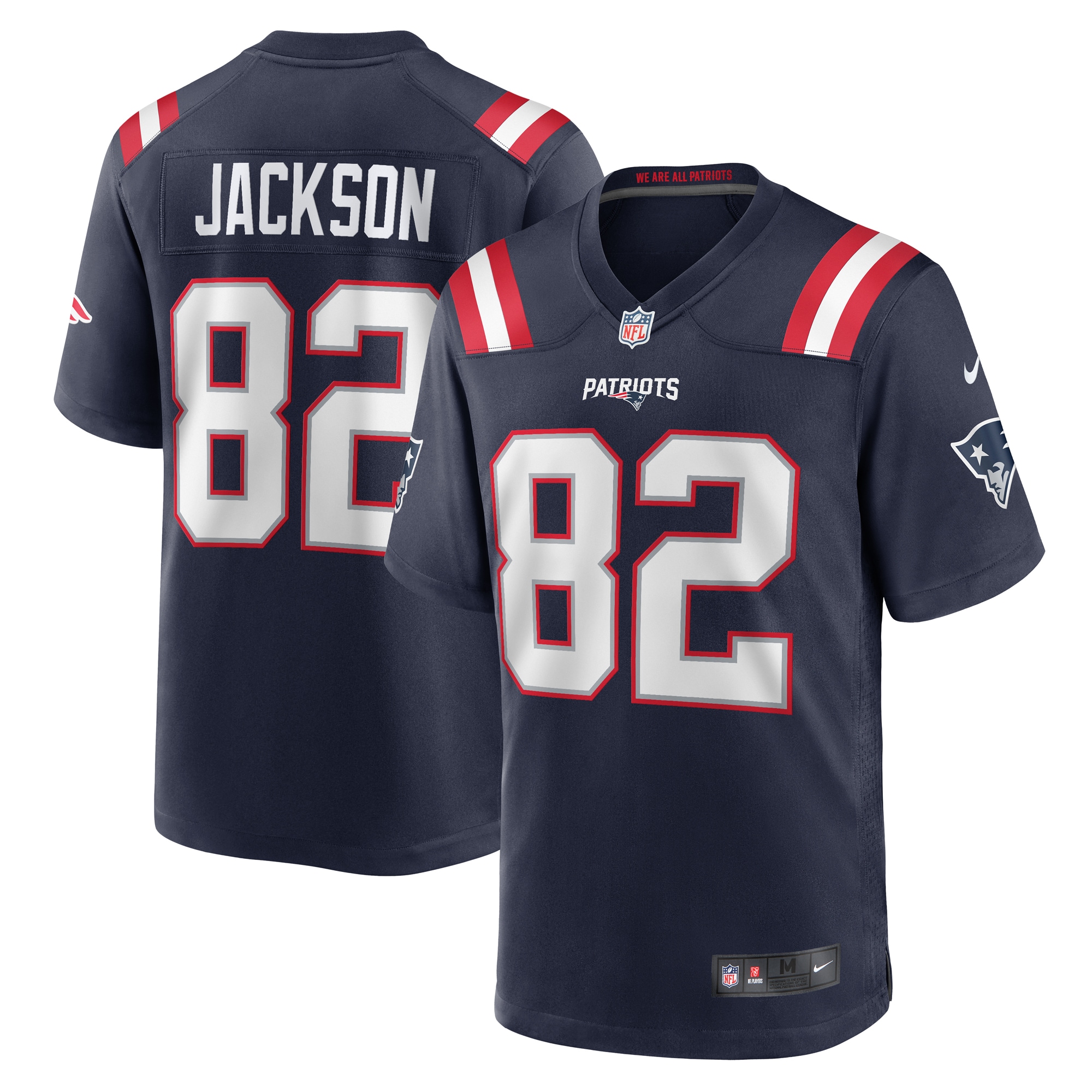 Men's New England Patriots JaQuae Jackson Navy Game Jersey JS9437 Saliibo