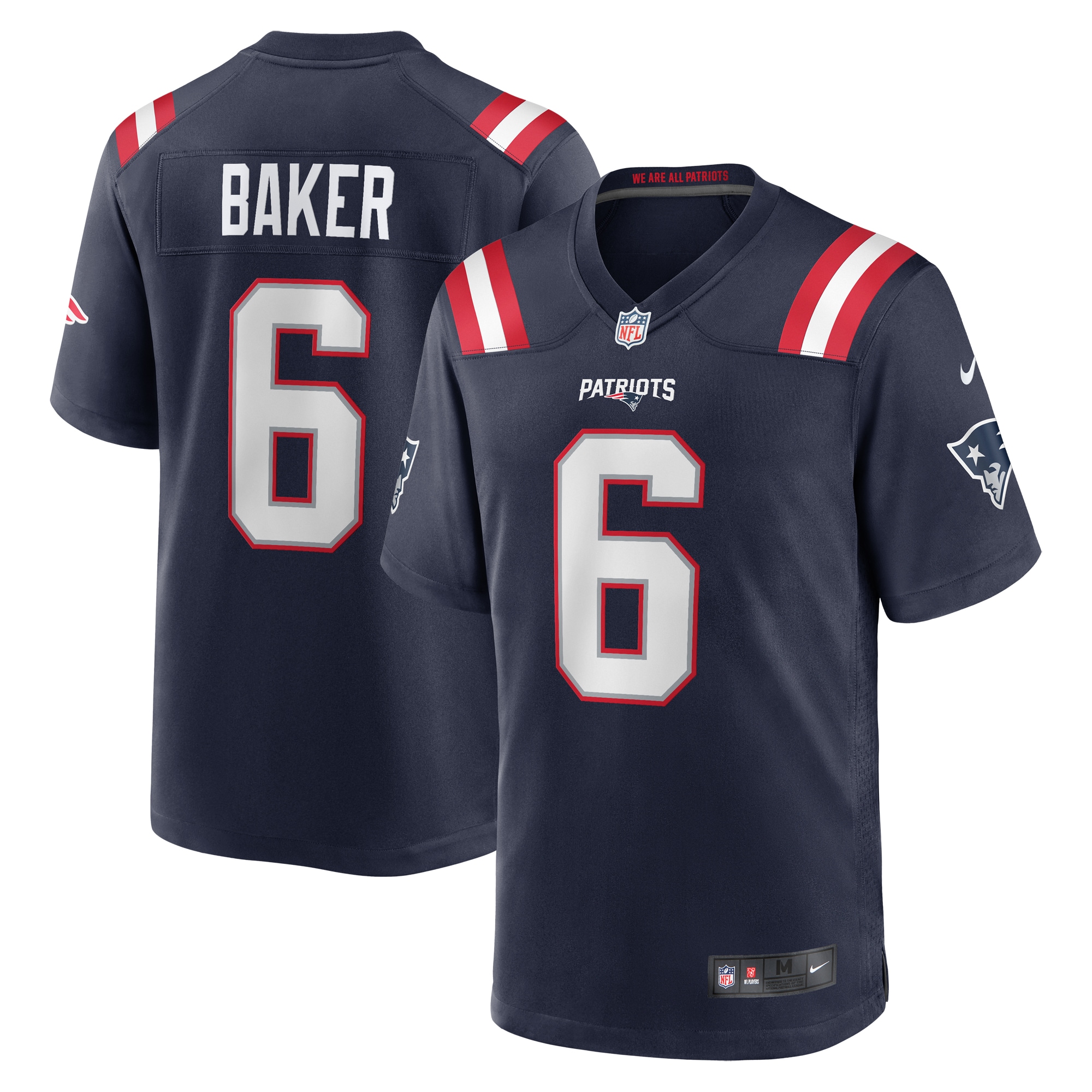 Men's New England Patriots Javon Baker Navy Team Game Jersey JS1491 Saliibo