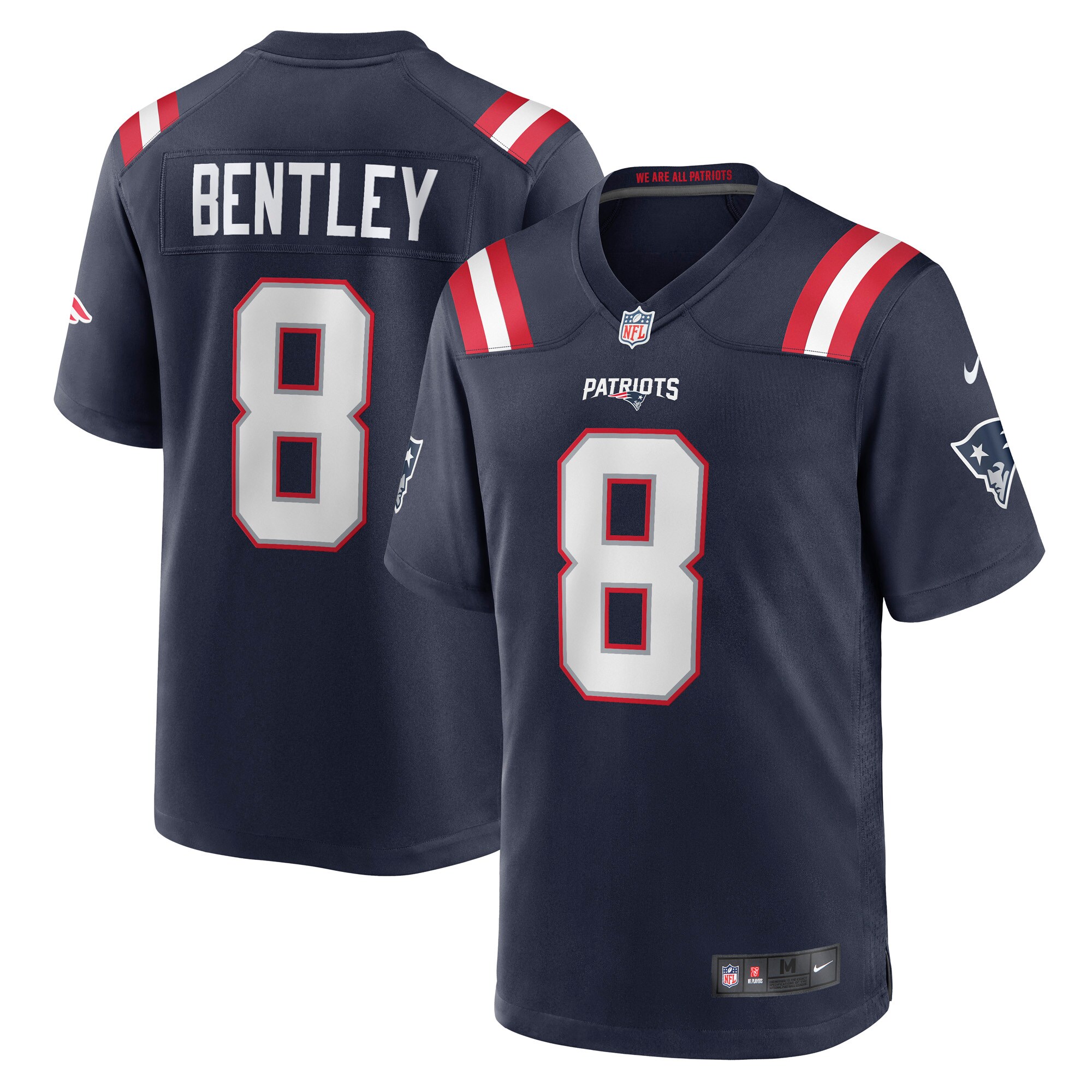 Men's New England Patriots Ja'Whaun Bentley Navy Game Player Jersey JS7873 Saliibo