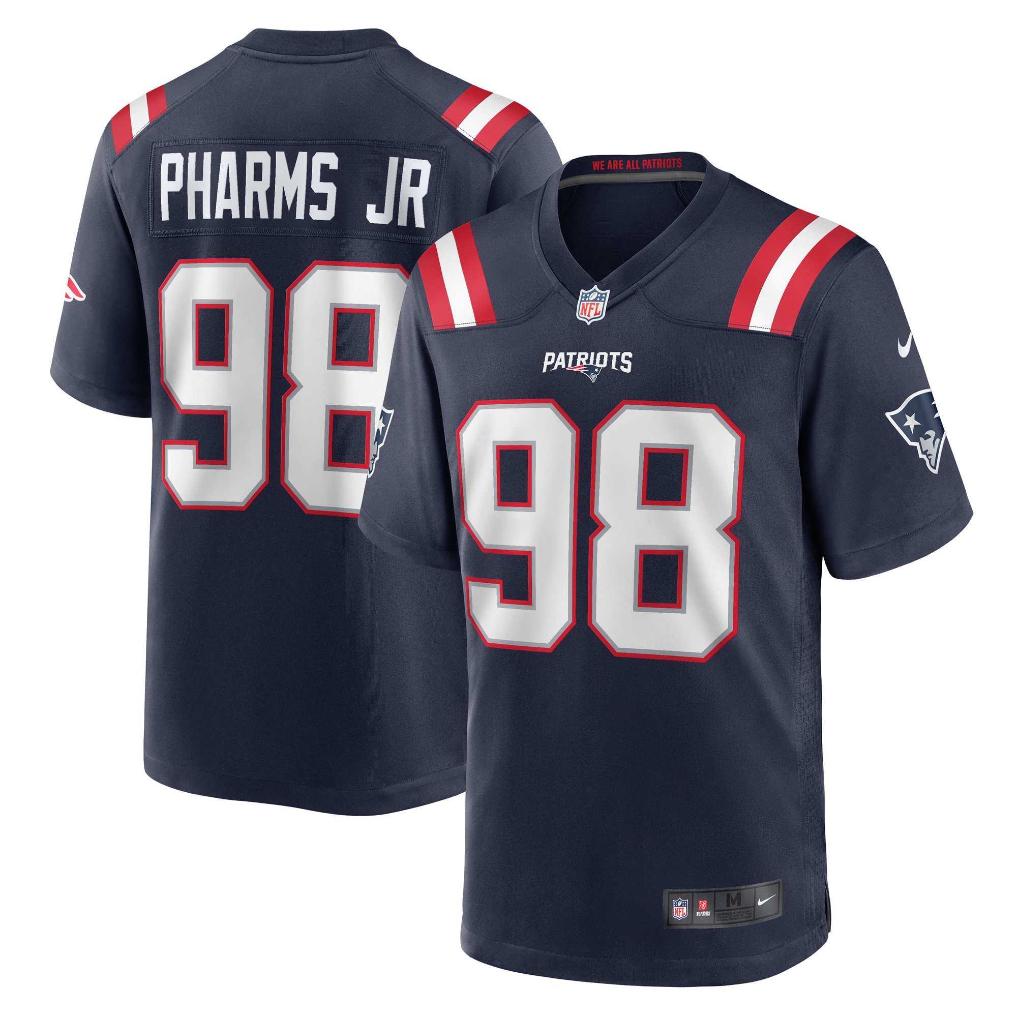 Men's New England Patriots Jeremiah Pharms Jr. Navy Game Jersey JS1799 Saliibo