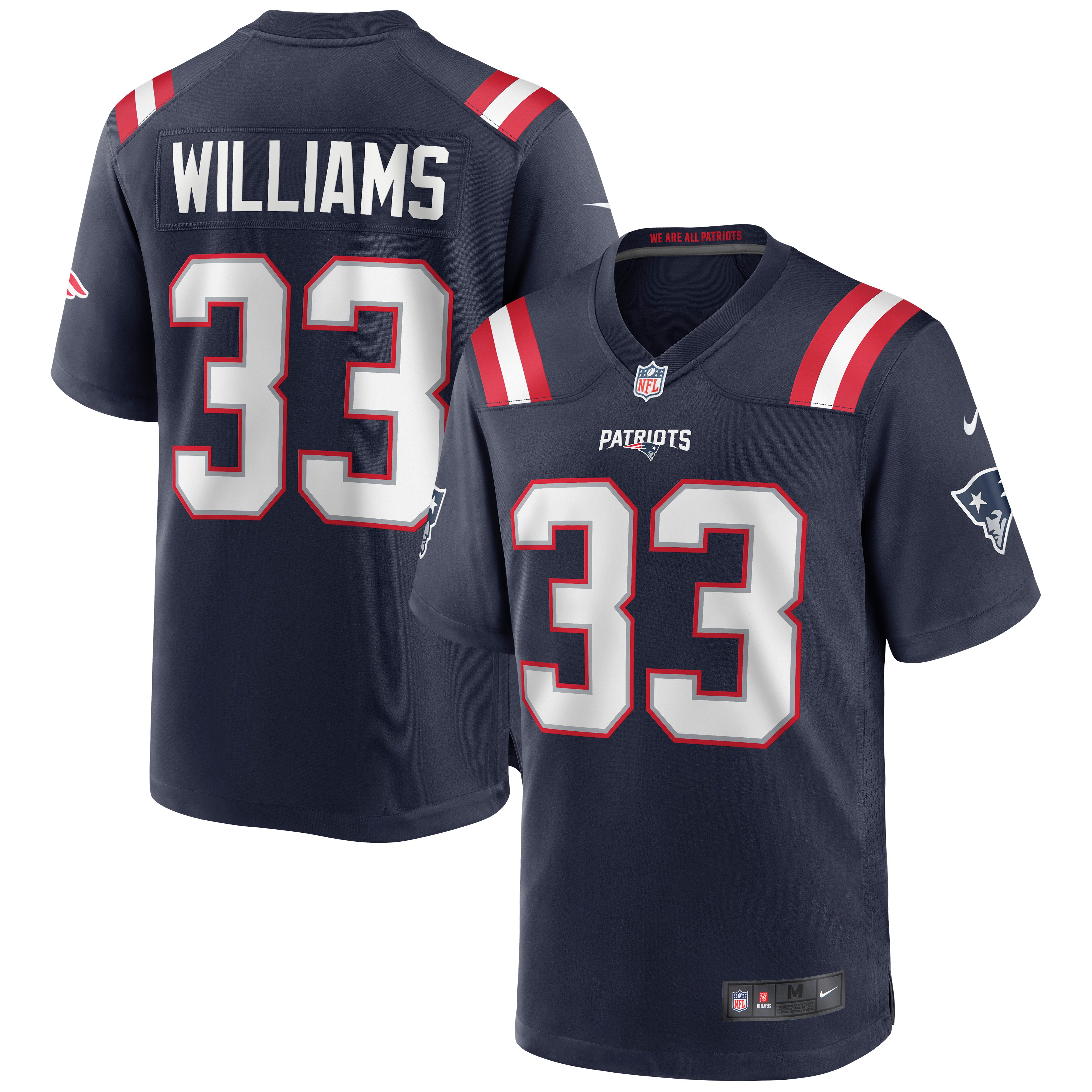 Men's New England Patriots Joejuan Williams Navy Game Jersey JS4478 Saliibo