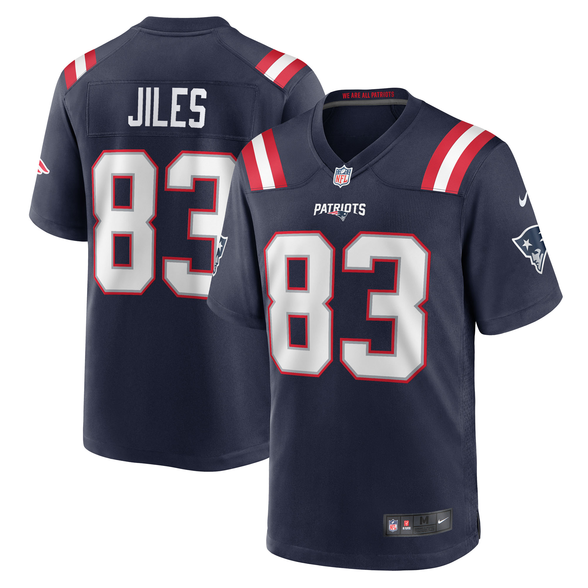 Men's New England Patriots John Jiles Navy Team Game Jersey JS6992 Saliibo