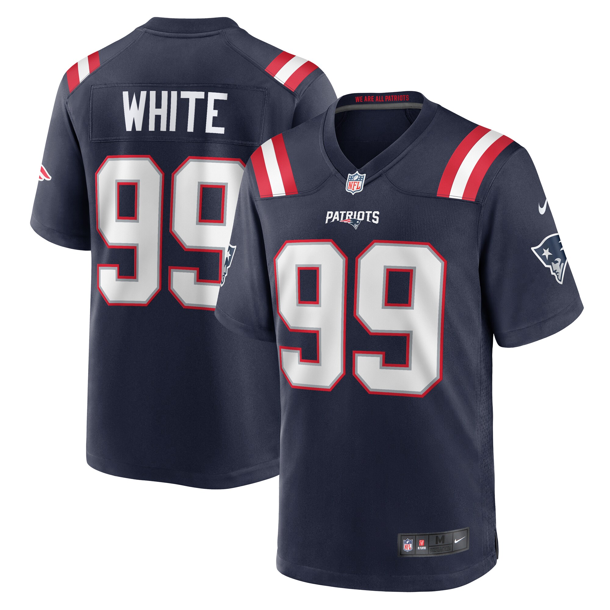 Men's New England Patriots Keion White Navy Team Game Jersey JS4625 Saliibo