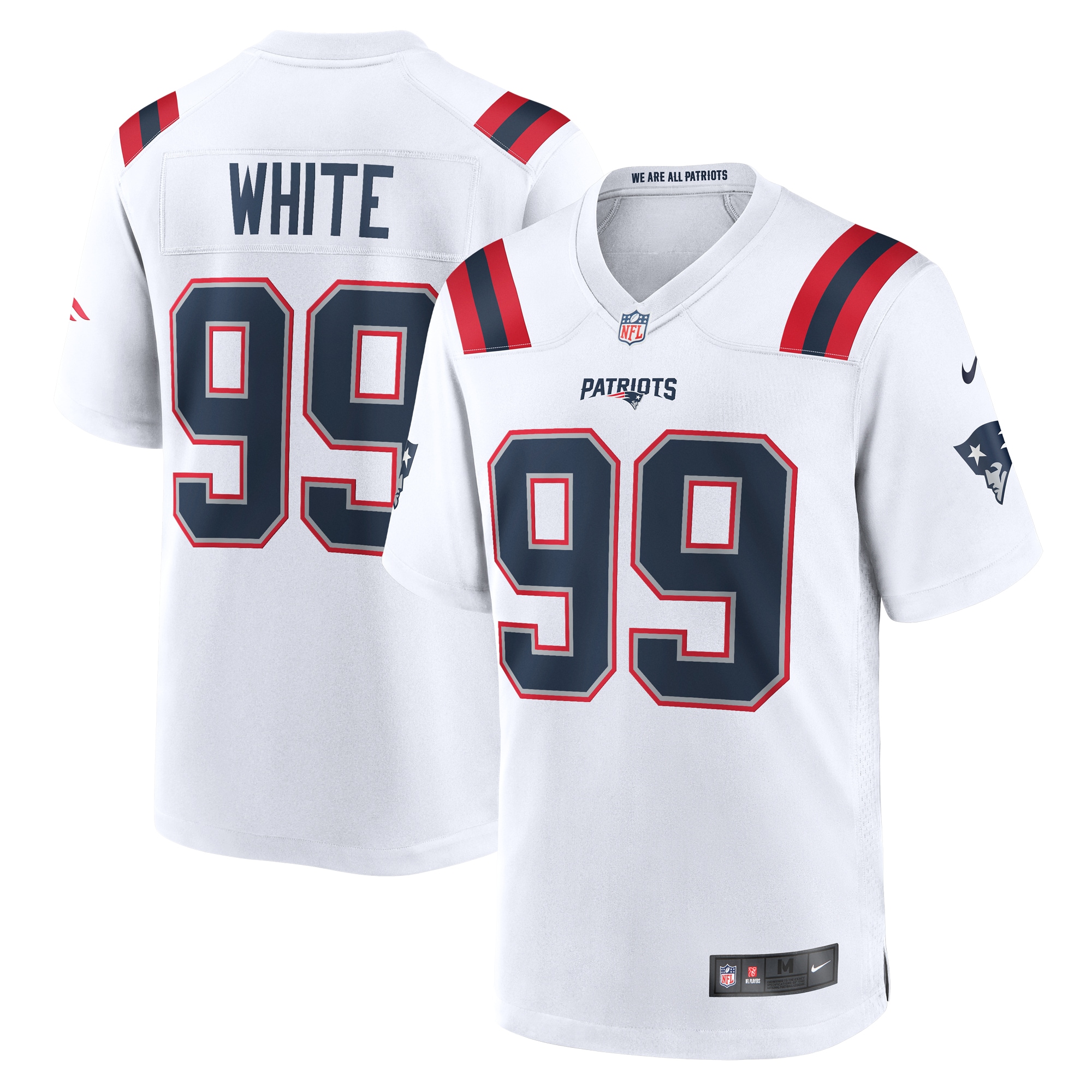 Men's New England Patriots Keion White White Game Jersey JS4025 Saliibo