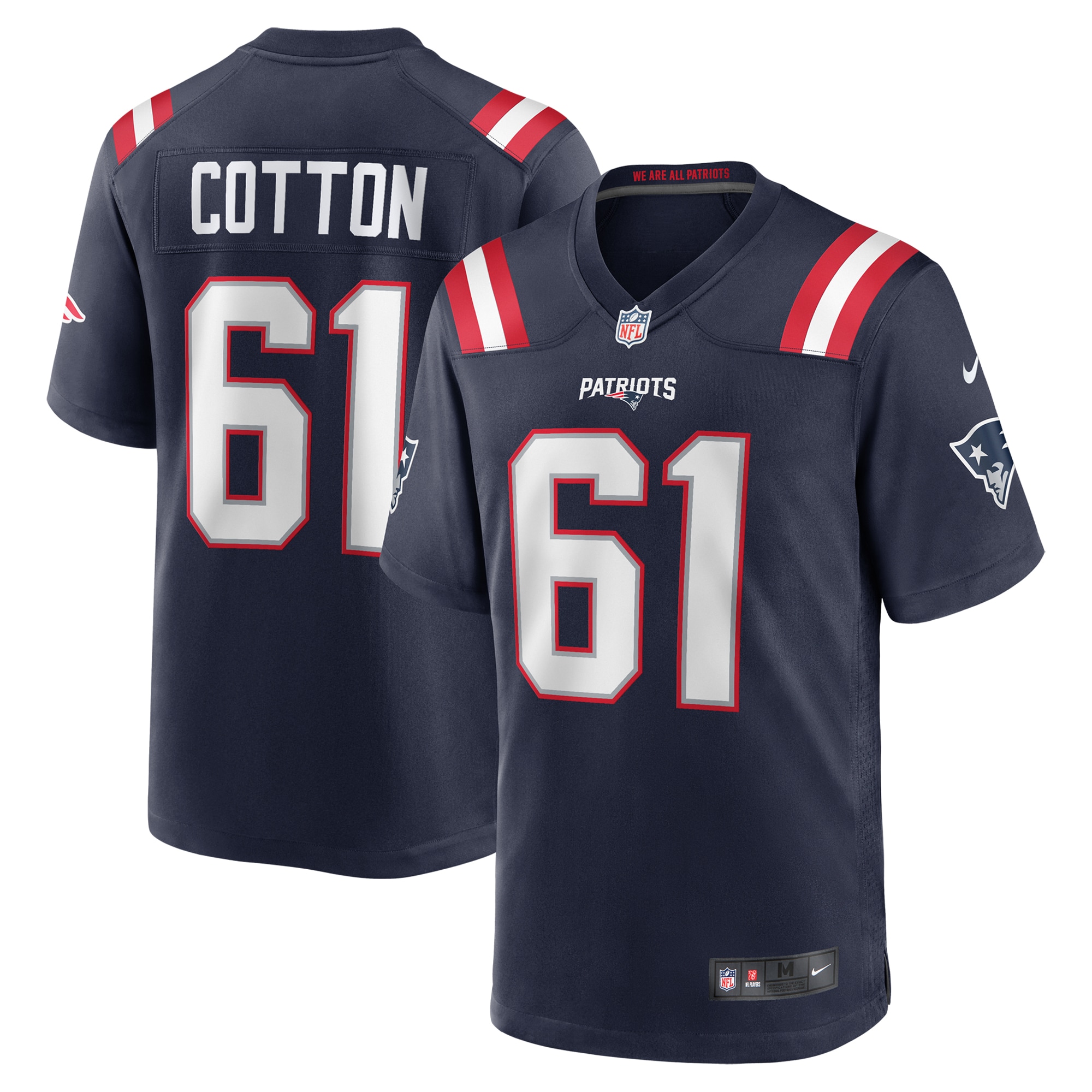 Men's New England Patriots Lester Cotton Sr. Navy Team Game Jersey JS6411 Saliibo
