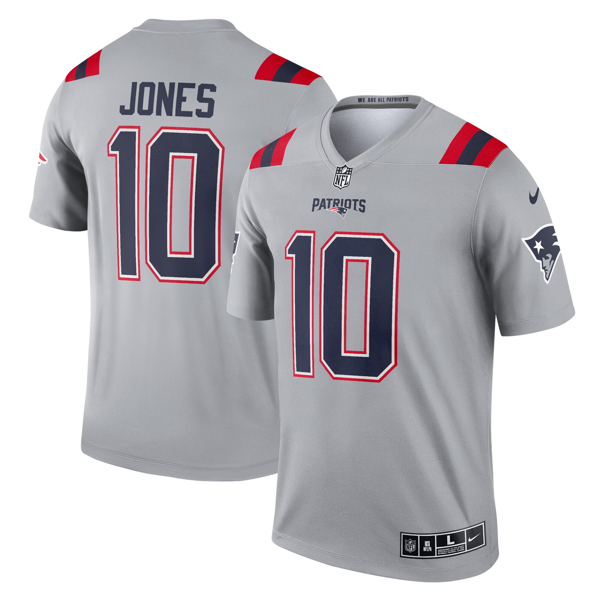 Men's New England Patriots Mac Jones Gray Inverted Legend Player Performance Top JS1994 Saliibo