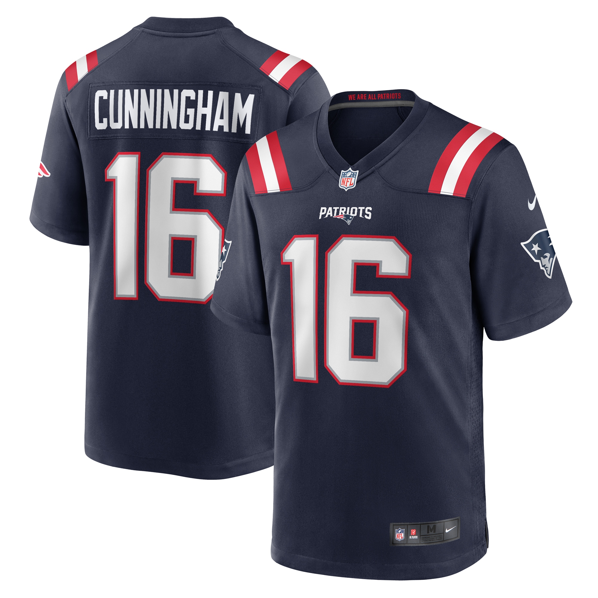 Men's New England Patriots Malik Cunningham Navy Team Game Jersey JS3885 Saliibo