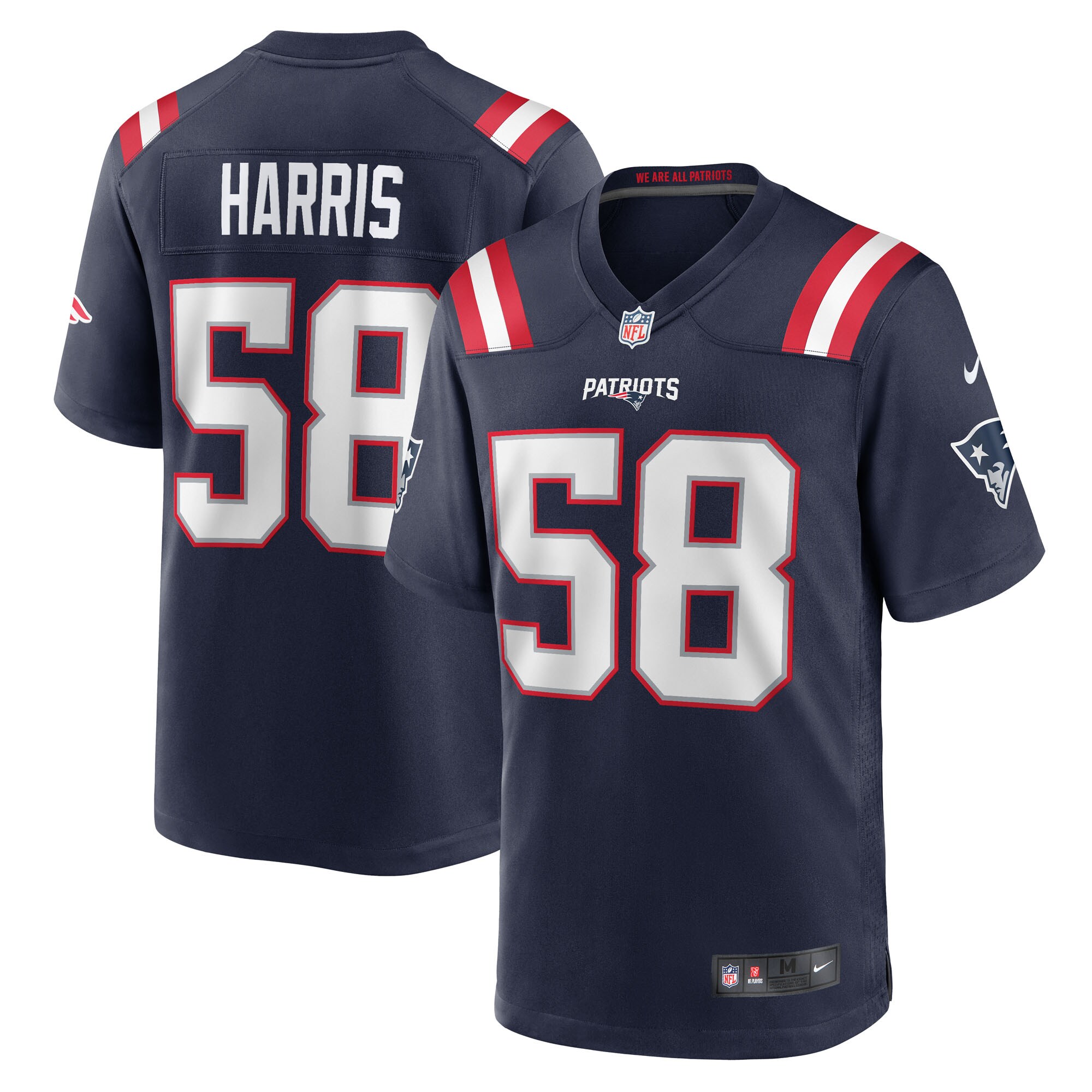 Men's New England Patriots Marcus Harris Navy Team Game Jersey JS9872 Saliibo