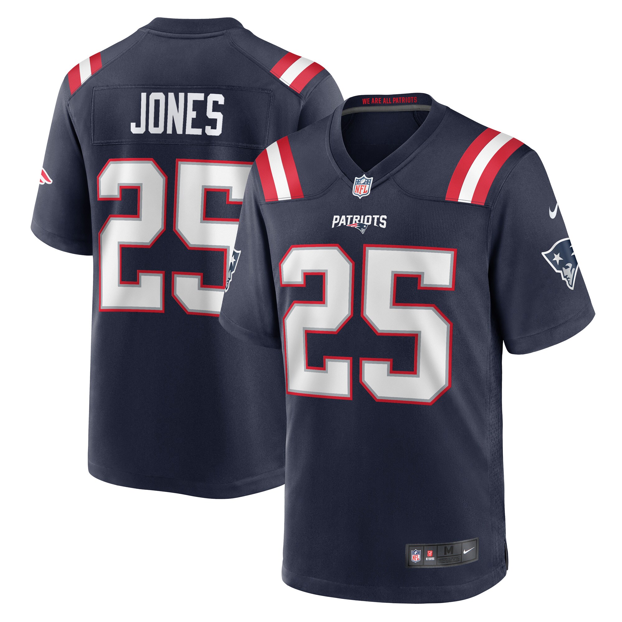 Men's New England Patriots Marcus Jones Navy Game Player Jersey JS3928 Saliibo