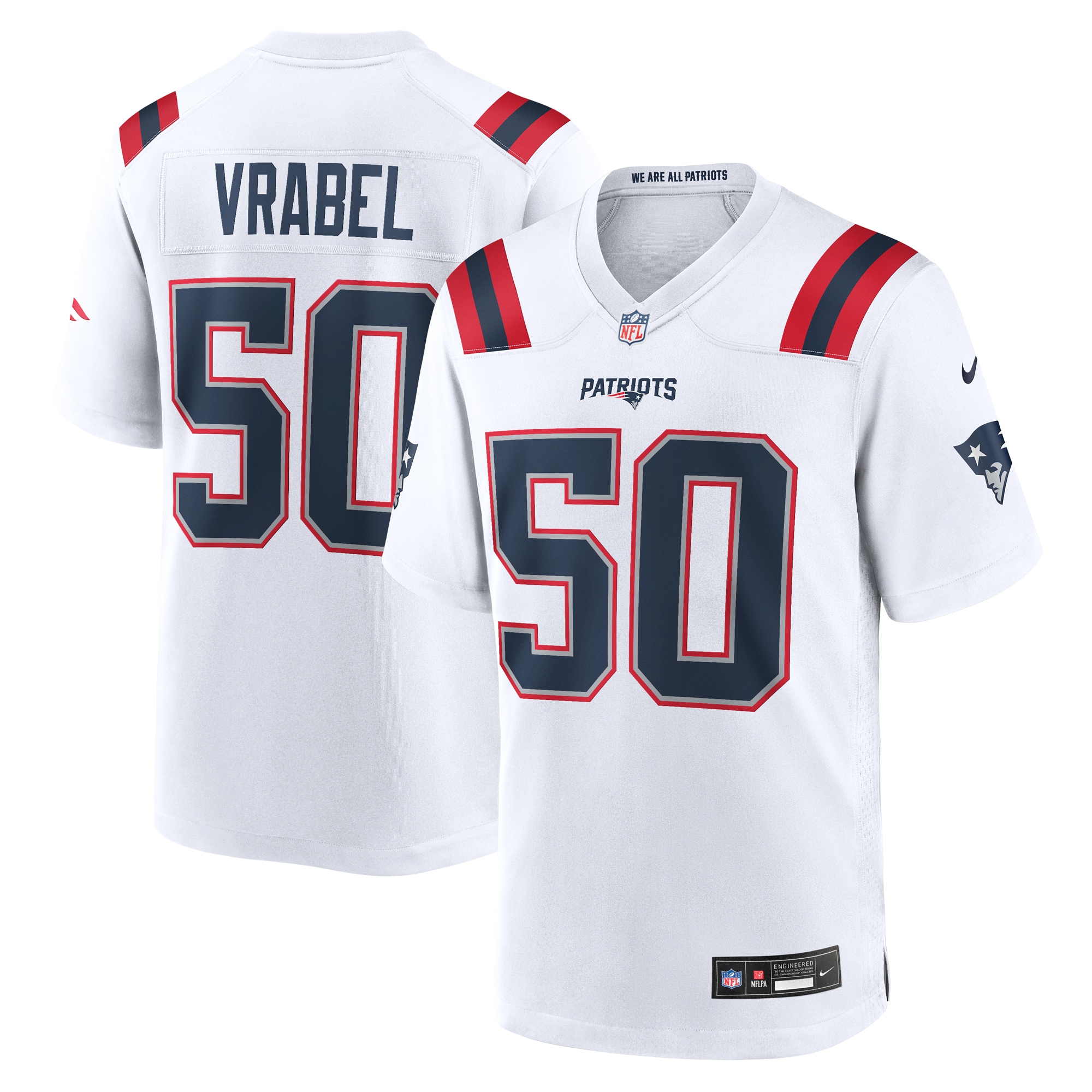 Men's New England Patriots Mike Vrabel White Retired Player Game Jersey JS8121 Saliibo
