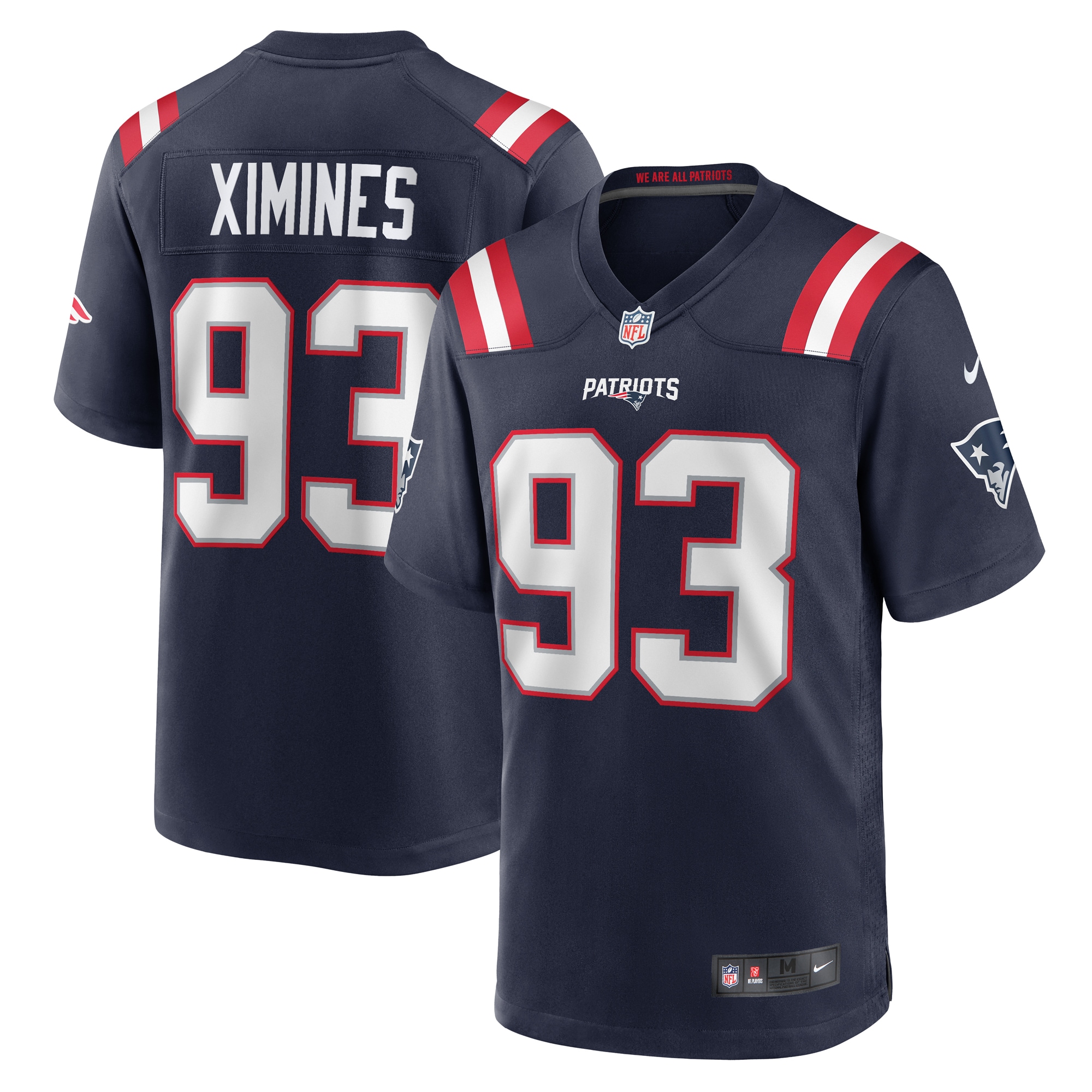 Men's New England Patriots Oshane Ximines Navy Game Jersey JS6020 Saliibo