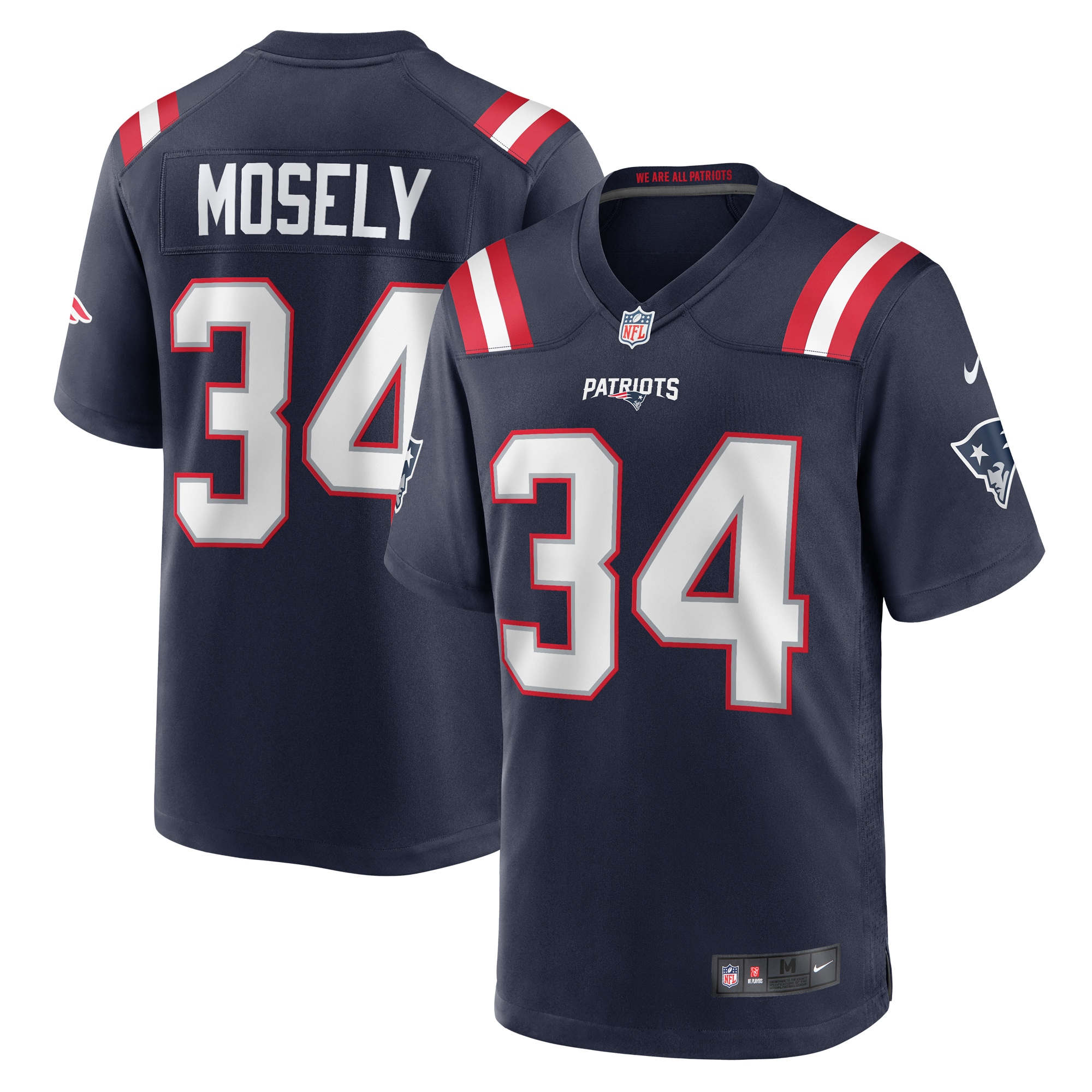 Men's New England Patriots Quandre Mosely Navy Home Game Player Jersey JS1384 Saliibo