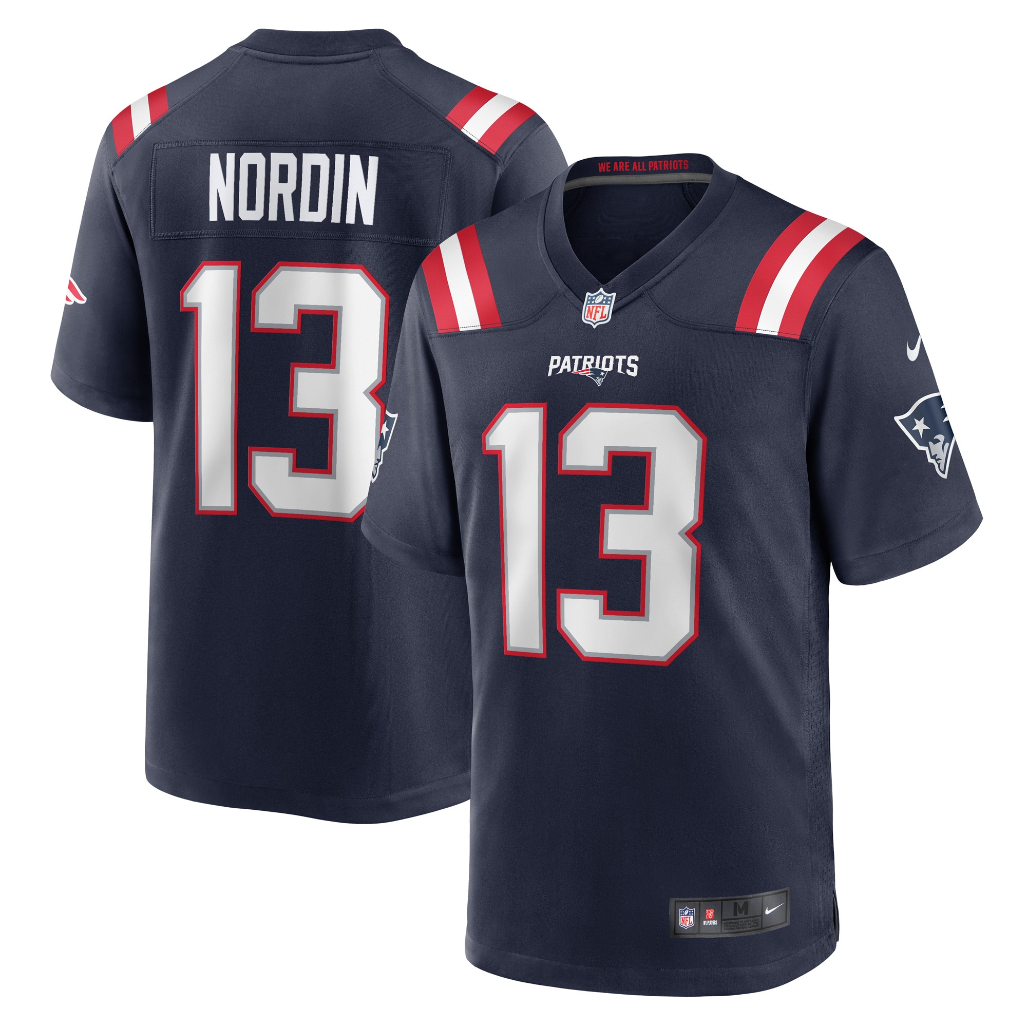 Men's New England Patriots Quinn Nordin Navy Game Player Jersey JS3070 Saliibo
