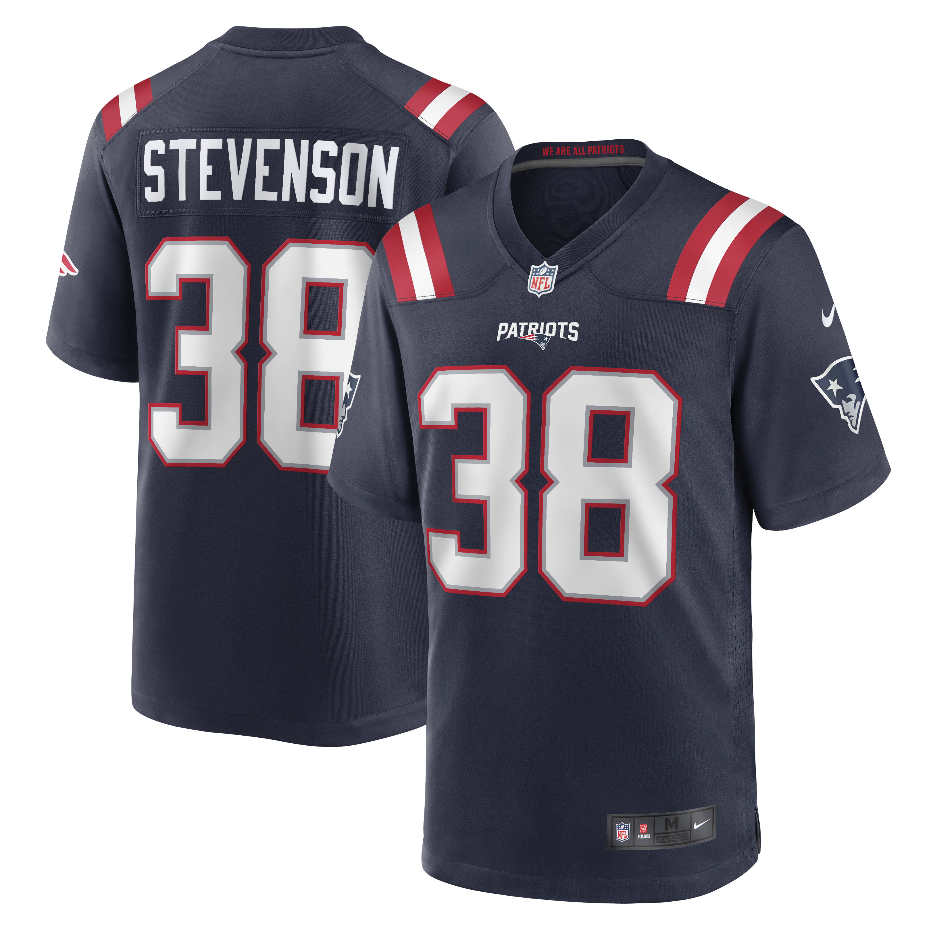 Men's New England Patriots Rhamondre Stevenson Navy Game Jersey JS3776 Saliibo