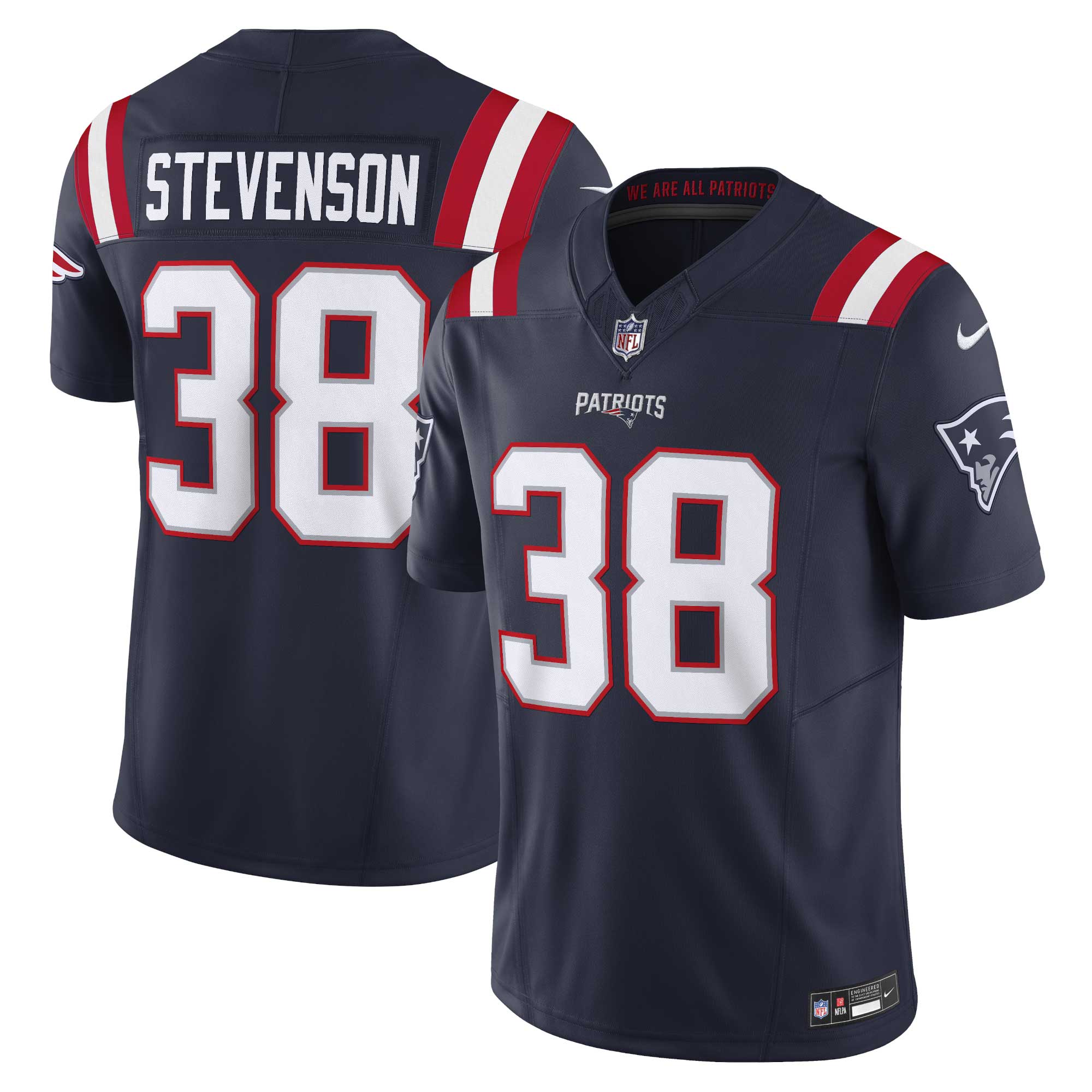 Men's New England Patriots Rhamondre Stevenson Navy Vapor F.U.S.E. Limited Jersey JS5376 Saliibo