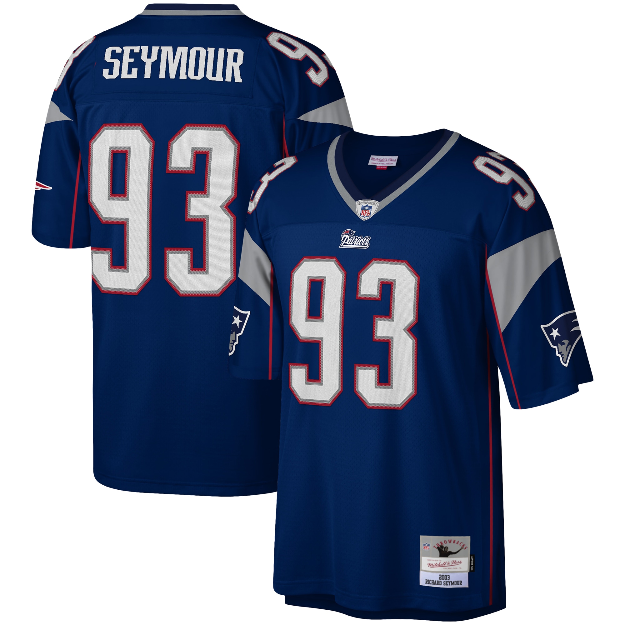 Men's New England Patriots Richard Seymour Mitchell & Ness Navy Legacy Jersey JS1660 Saliibo