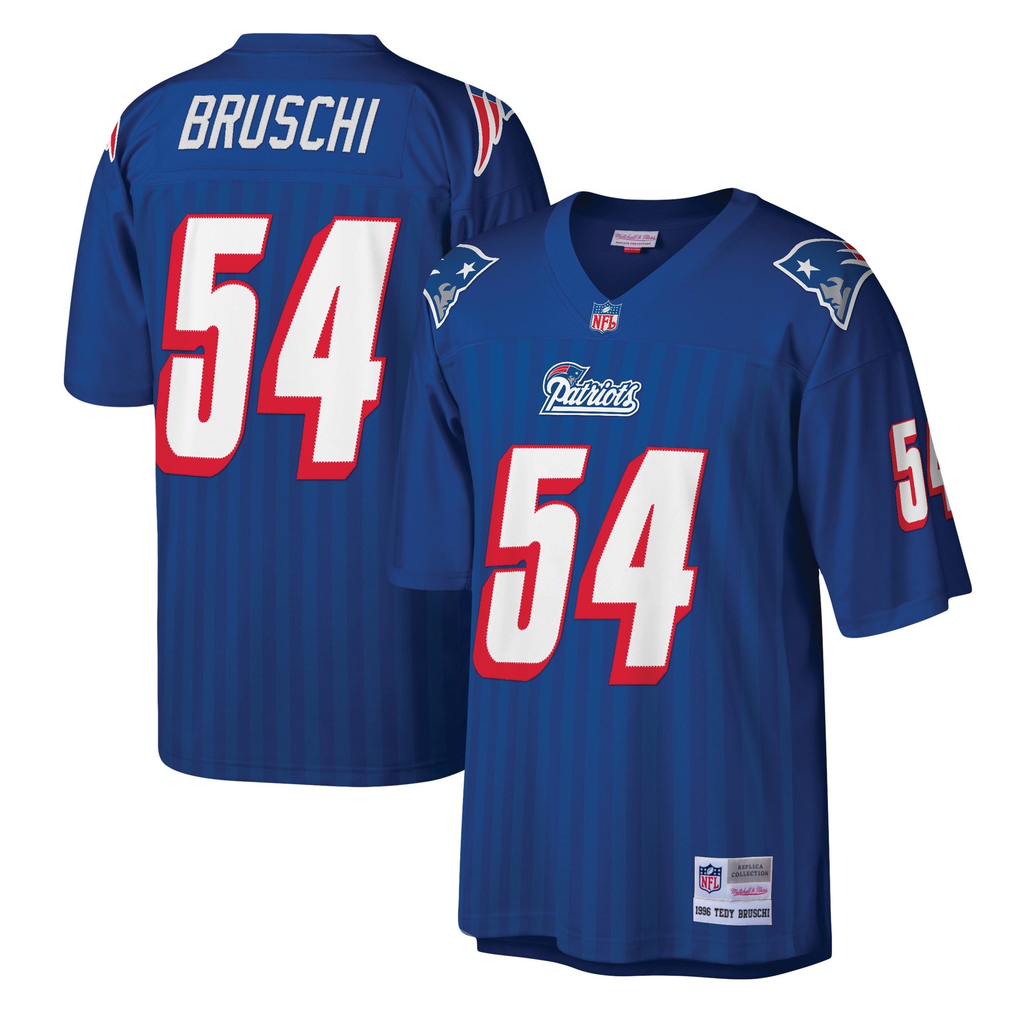 Men's New England Patriots Tedy Bruschi Mitchell & Ness Royal Legacy Jersey JS6898 Saliibo
