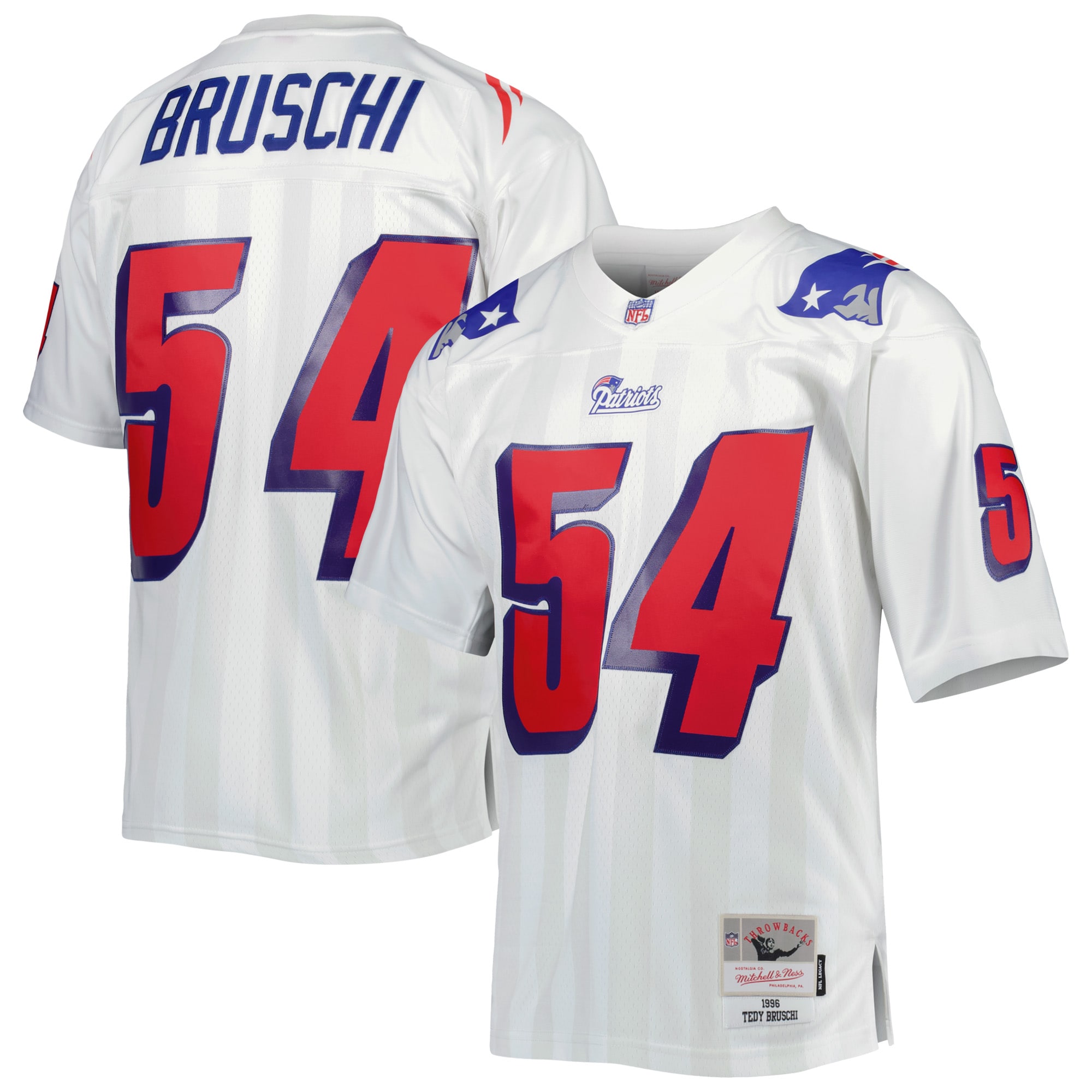 Men's New England Patriots Tedy Bruschi Mitchell & Ness White Legacy Jersey JS5944 Saliibo
