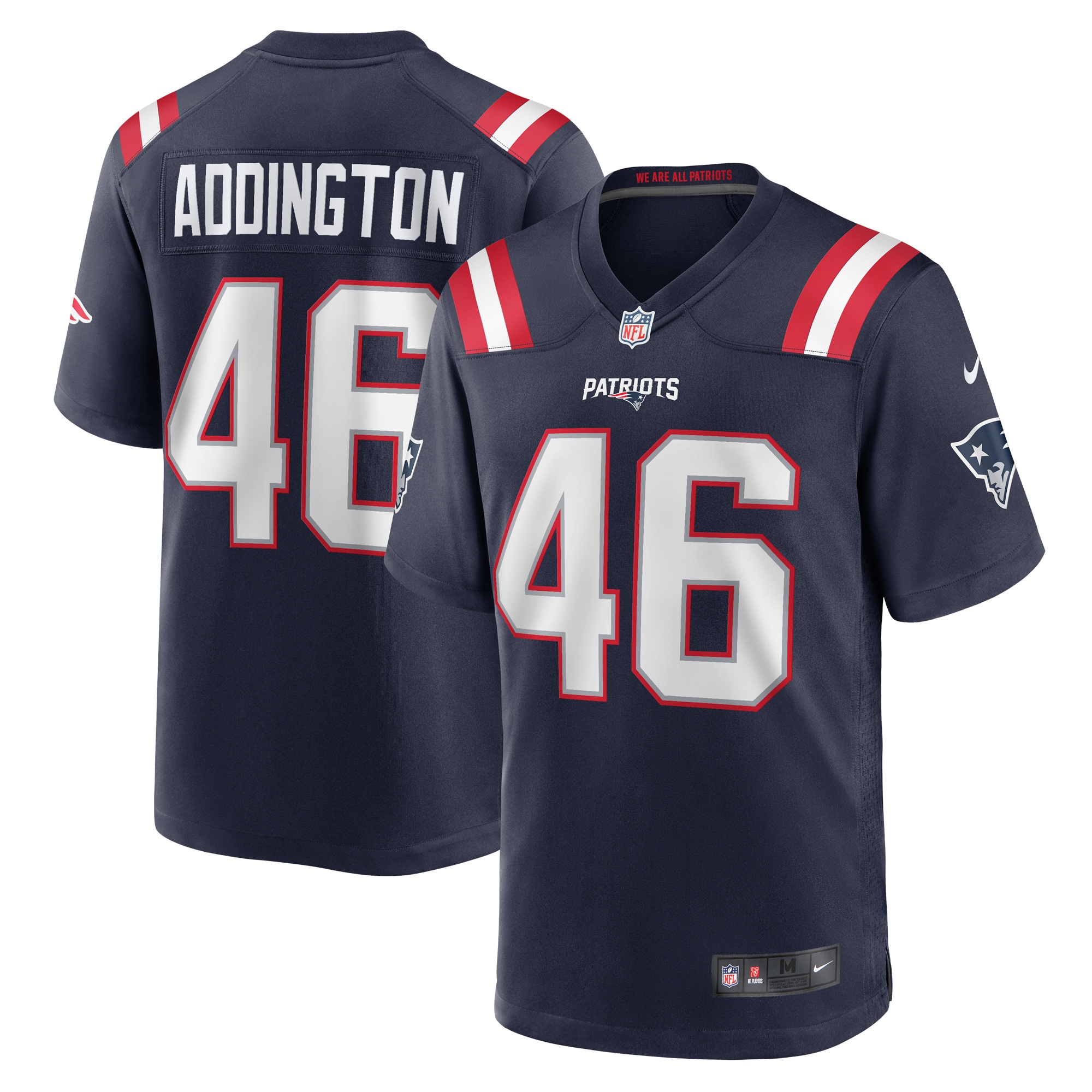 Men's New England Patriots Tucker Addington Navy Home Game Player Jersey JS9525 Saliibo