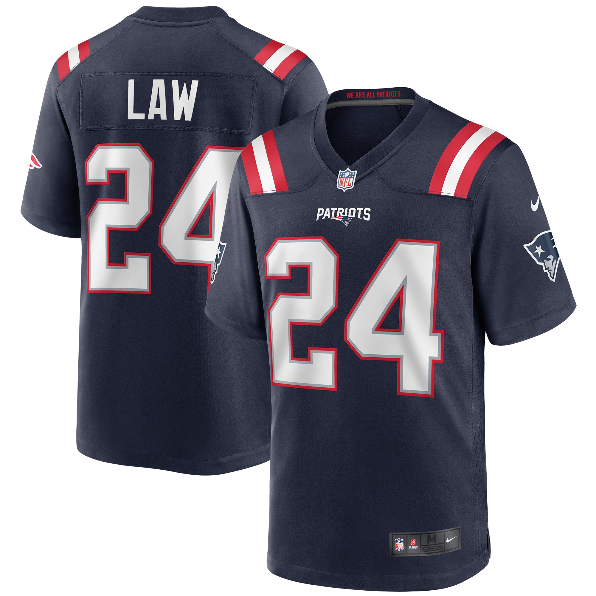 Men's New England Patriots Ty Law Navy Game Retired Player Jersey JS1632 Saliibo