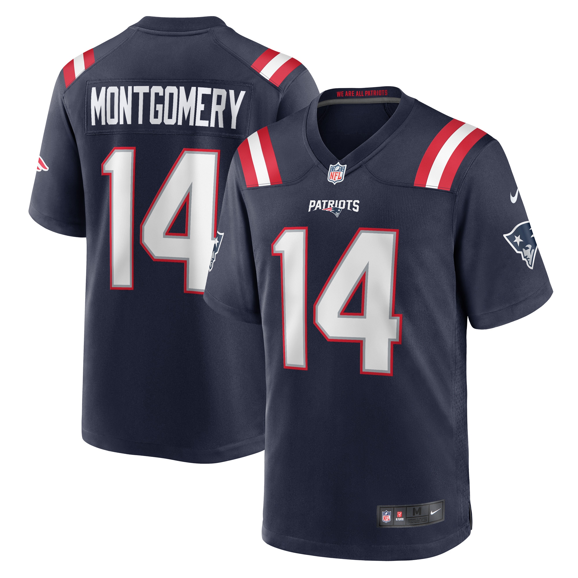 Men's New England Patriots Ty Montgomery Navy Player Game Jersey JS7293 Saliibo